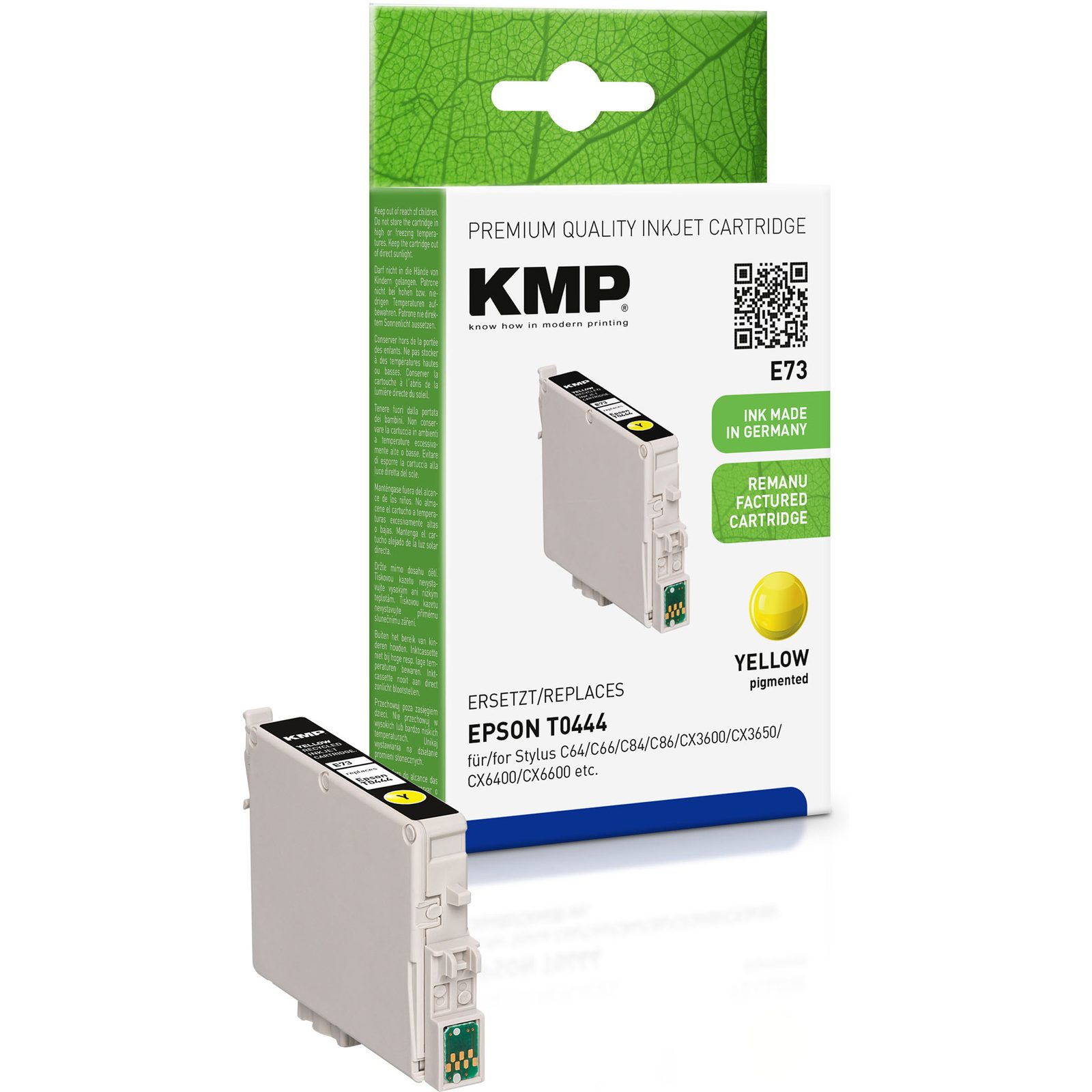 KMP E73 kompatibilní inkoustová kazeta Epson T0444, yellow pigmented