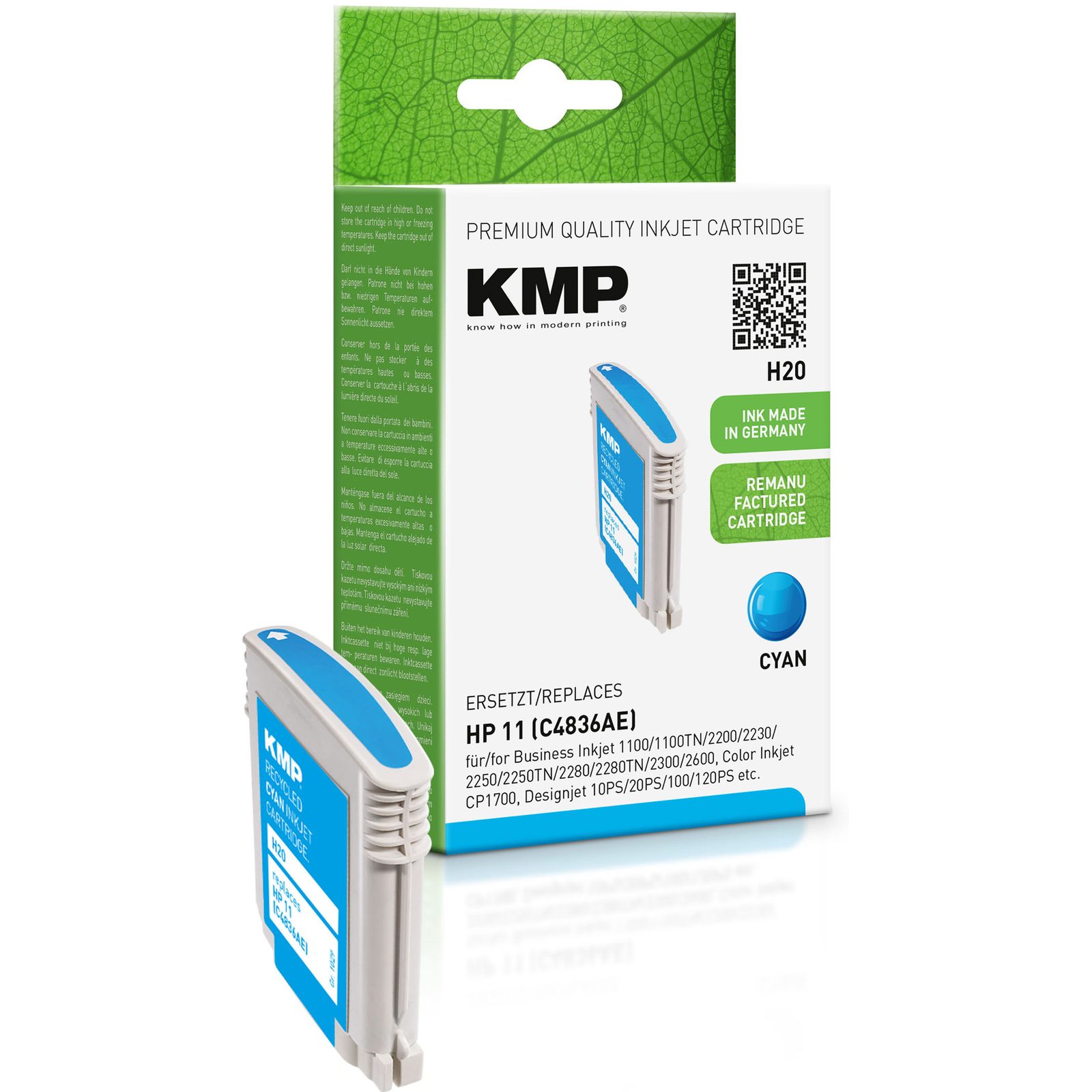 KMP H20 inkoustová kazeta inkoustová kazeta HP 11 (C4836AE), azurová
