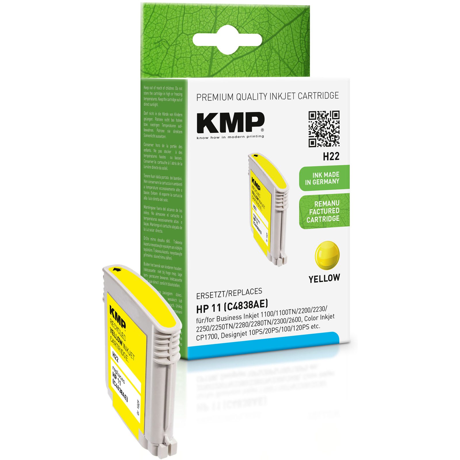 KMP H22 inkoustová kazeta inkoustová kazeta HP 11 (C4838AE), žlutá