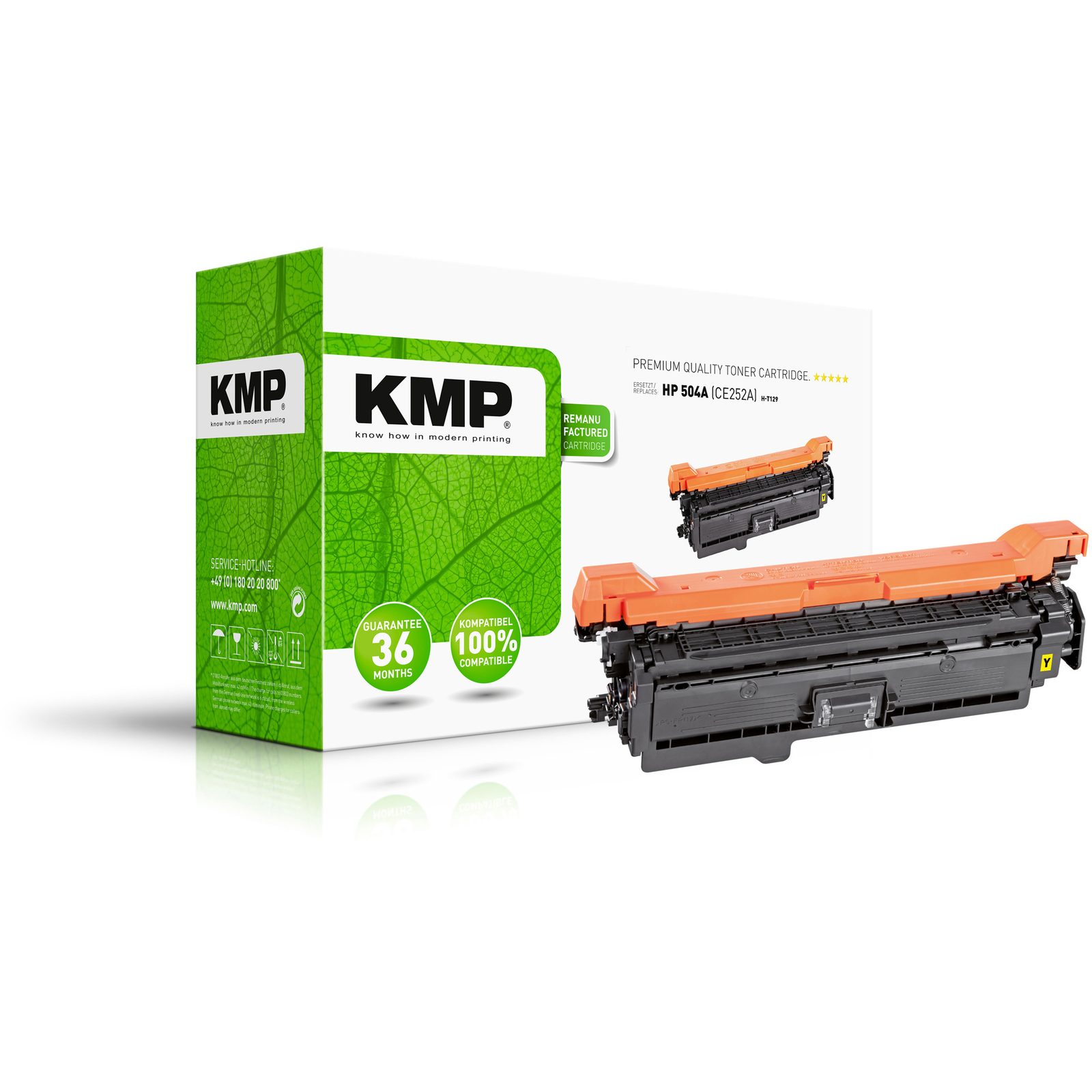 KMP H-T129 kompatibilní toner HP 504A (CE252A), žlutý