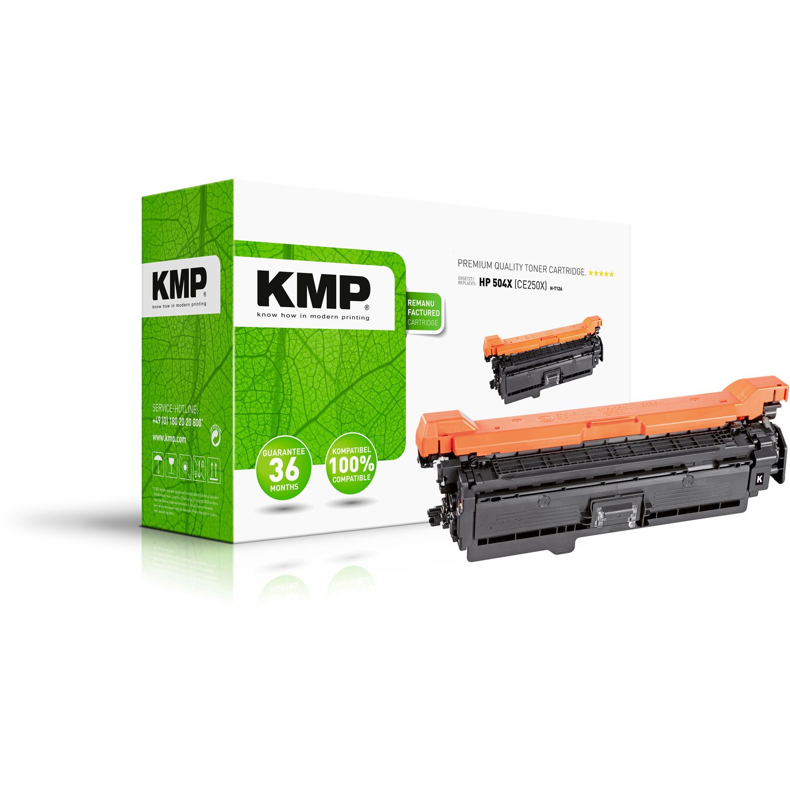 KMP H-T126 kompatibilní toner HP504X (CE250X), černý