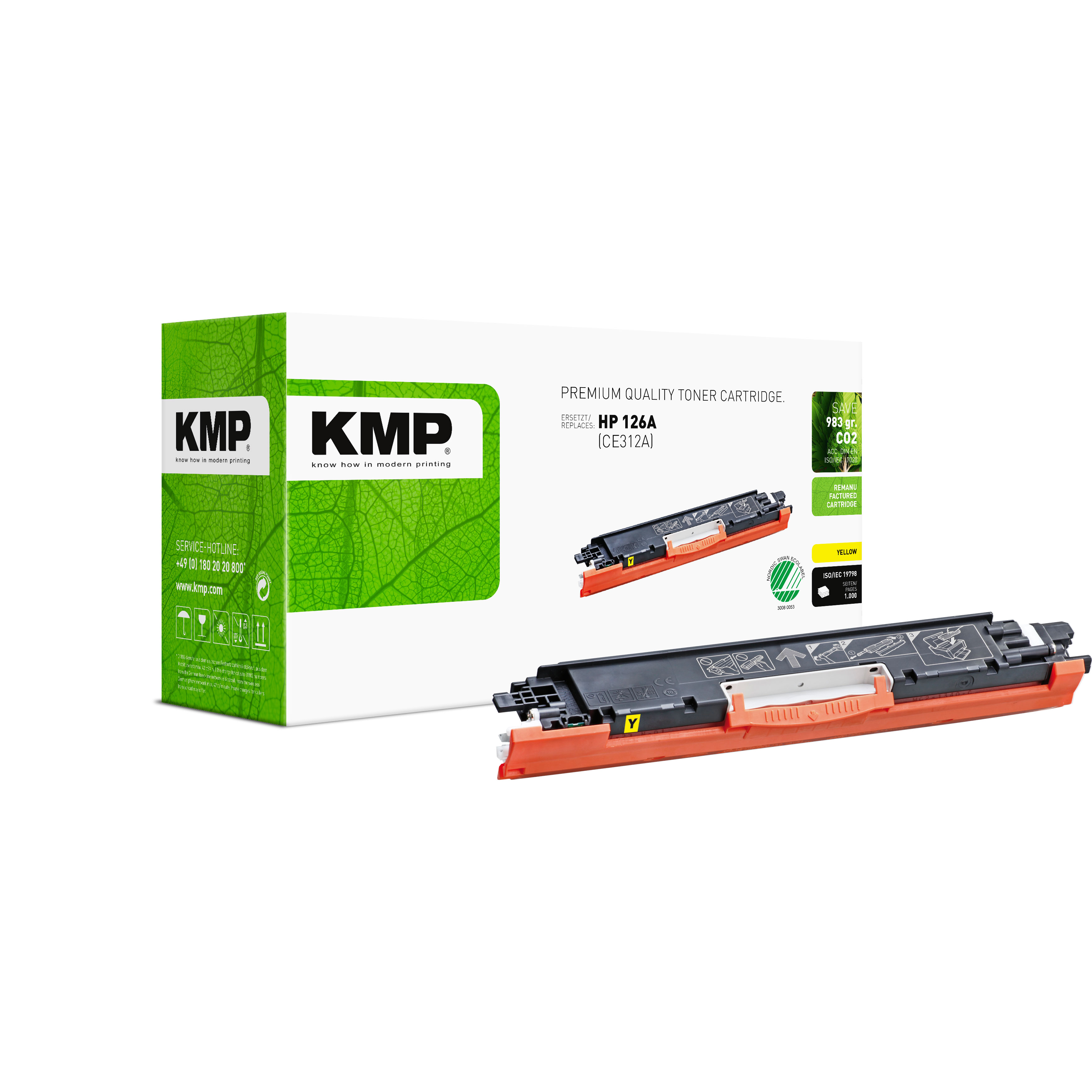 KMP H-T151 kompatibilní toner HP 126A (CE312A), žlutý