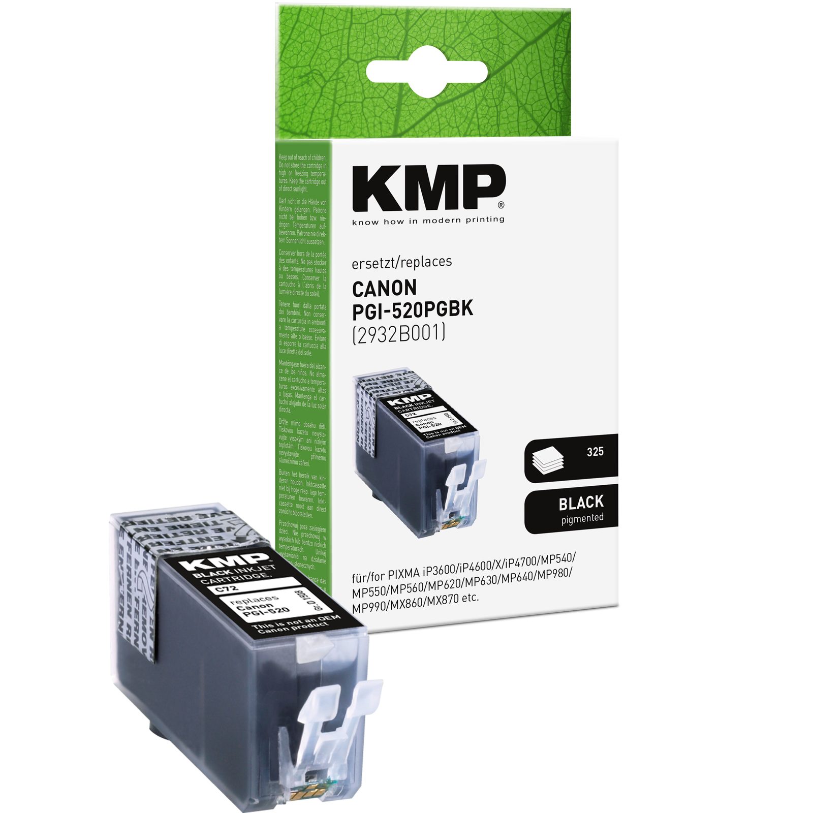 KMP C72 kompatibilní inkoustová kazeta Canon PGI520BK / 2932B001, černá