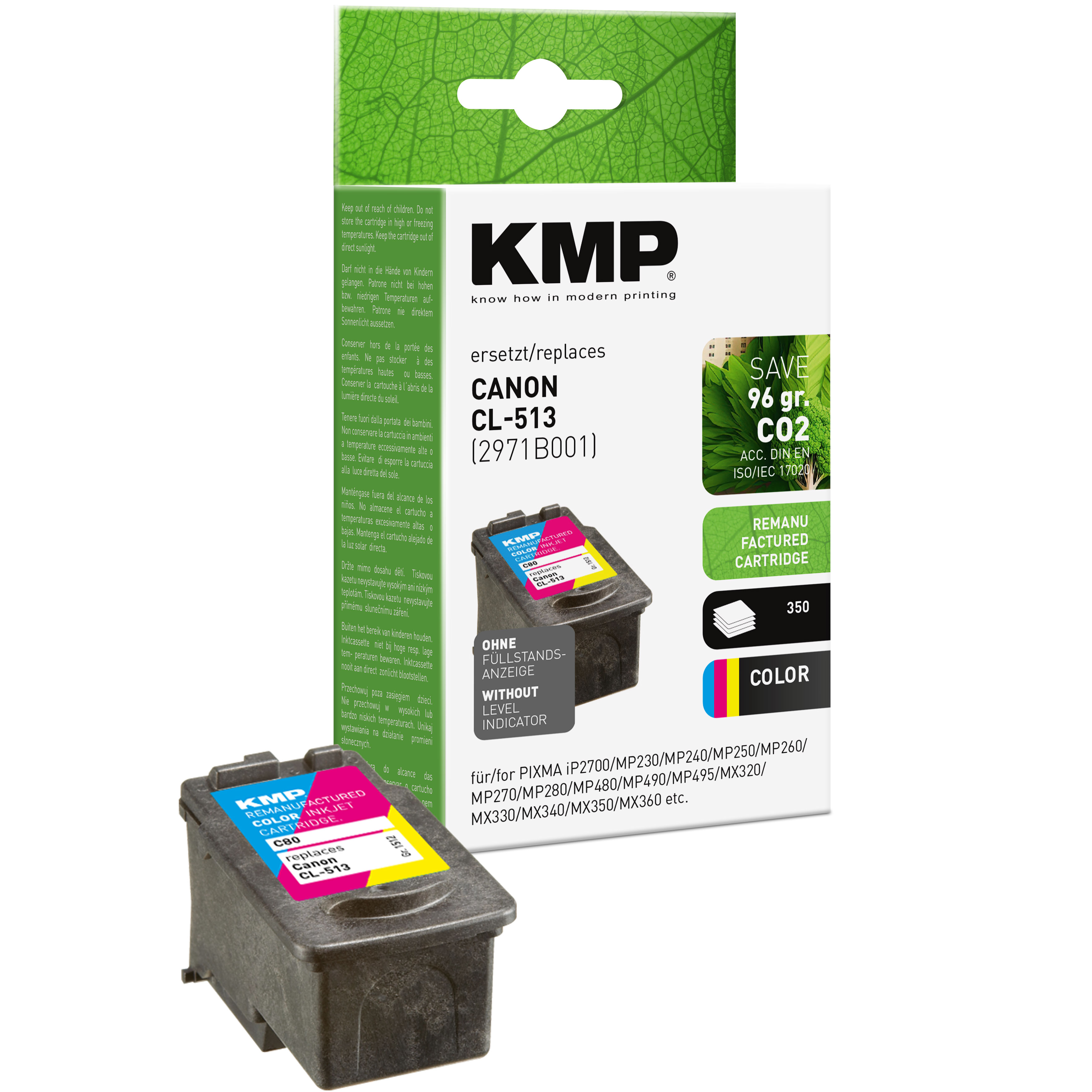 KMP C80 kompatibilní inkoustová kazeta Canon CL513 / 2971B001, barevná