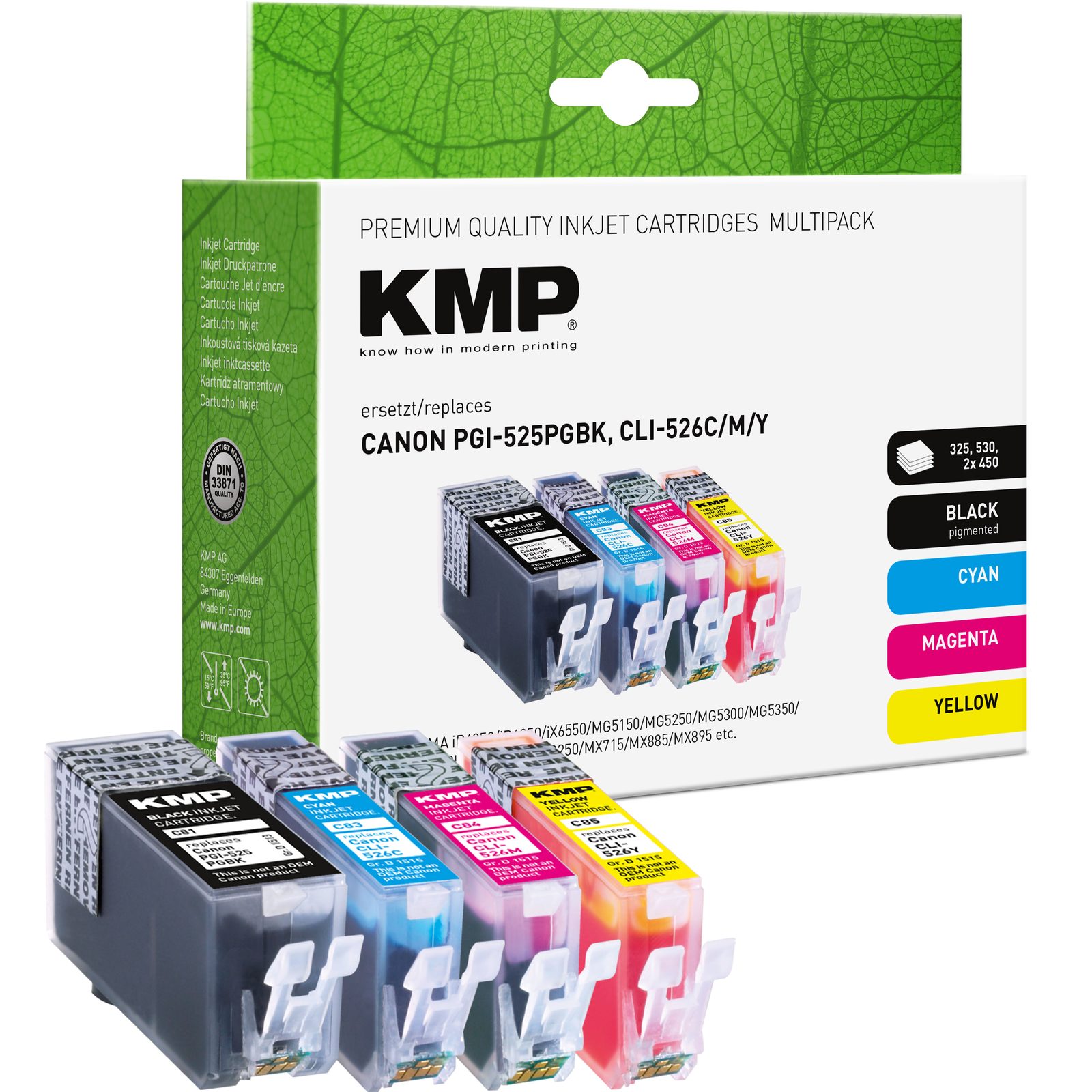 KMP C81V kompatibilní inkoustová kazeta Canon PGI525PGBK CLI526C,CLI526M ,CLI526Y / CLI-526C, černá