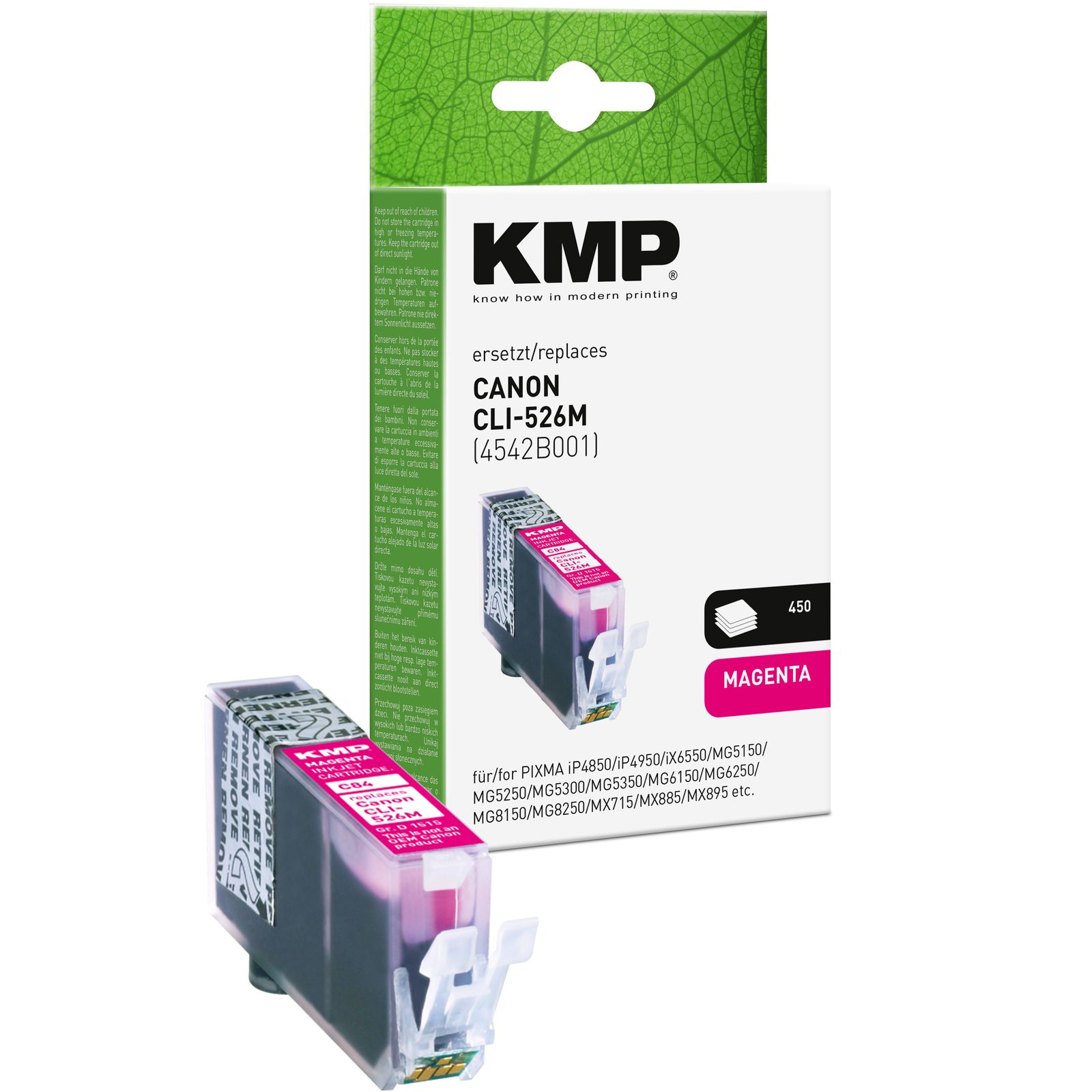 KMP C84 kompatibilní inkoustová kazeta Canon CLI526M / 4542B001, purpurová