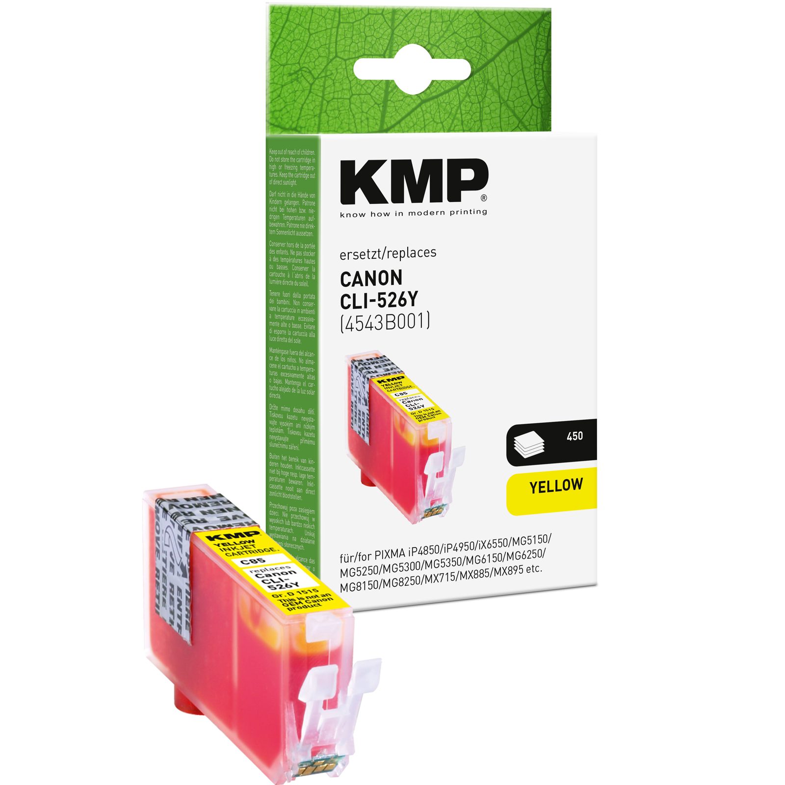 KMP C85 kompatibilní inkoustová kazeta Canon CLI526Y / 4543B001, žlutá