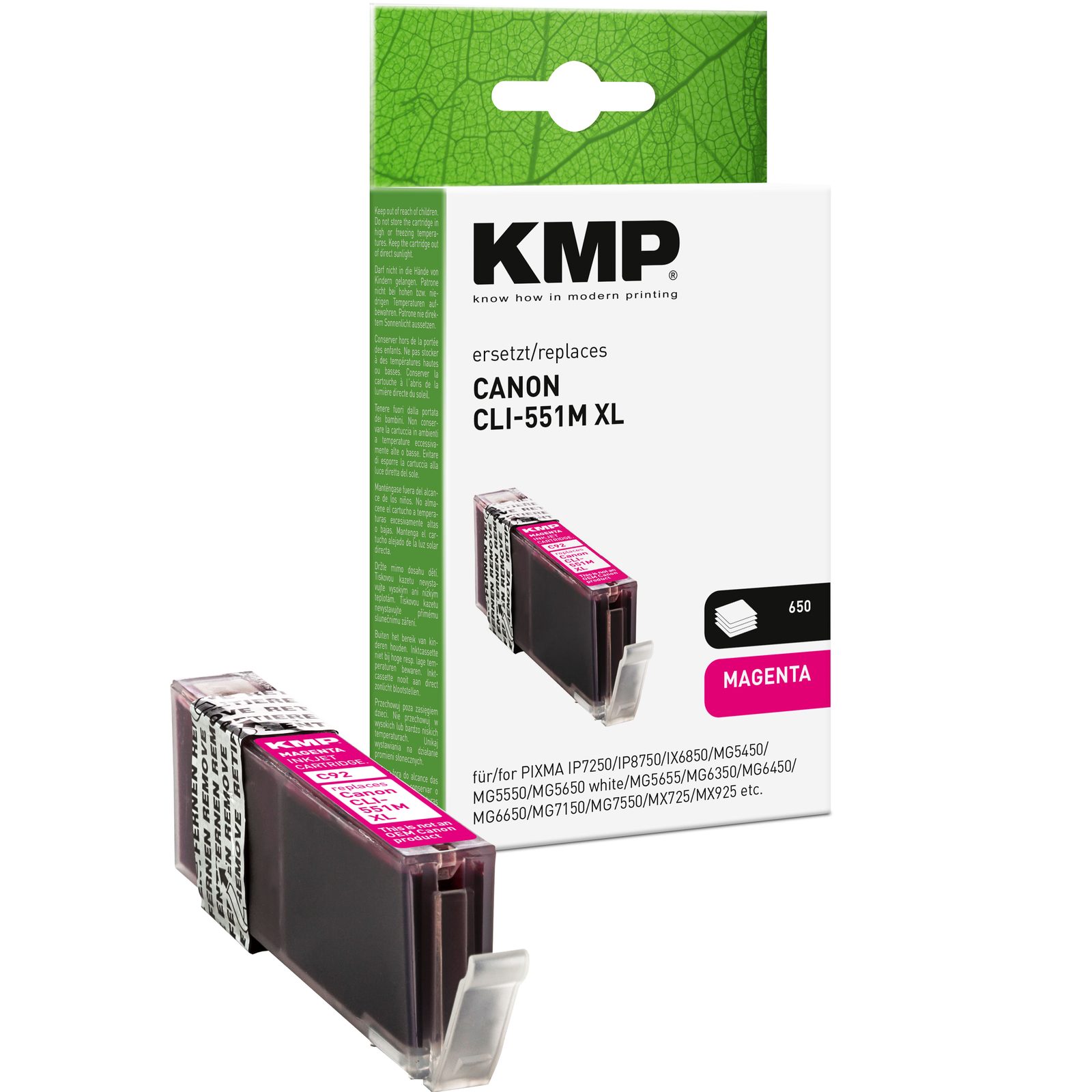 KMP C92 kompatibilní inkoustová kazeta Canon CLI551M XL / 6445B001, purpurová