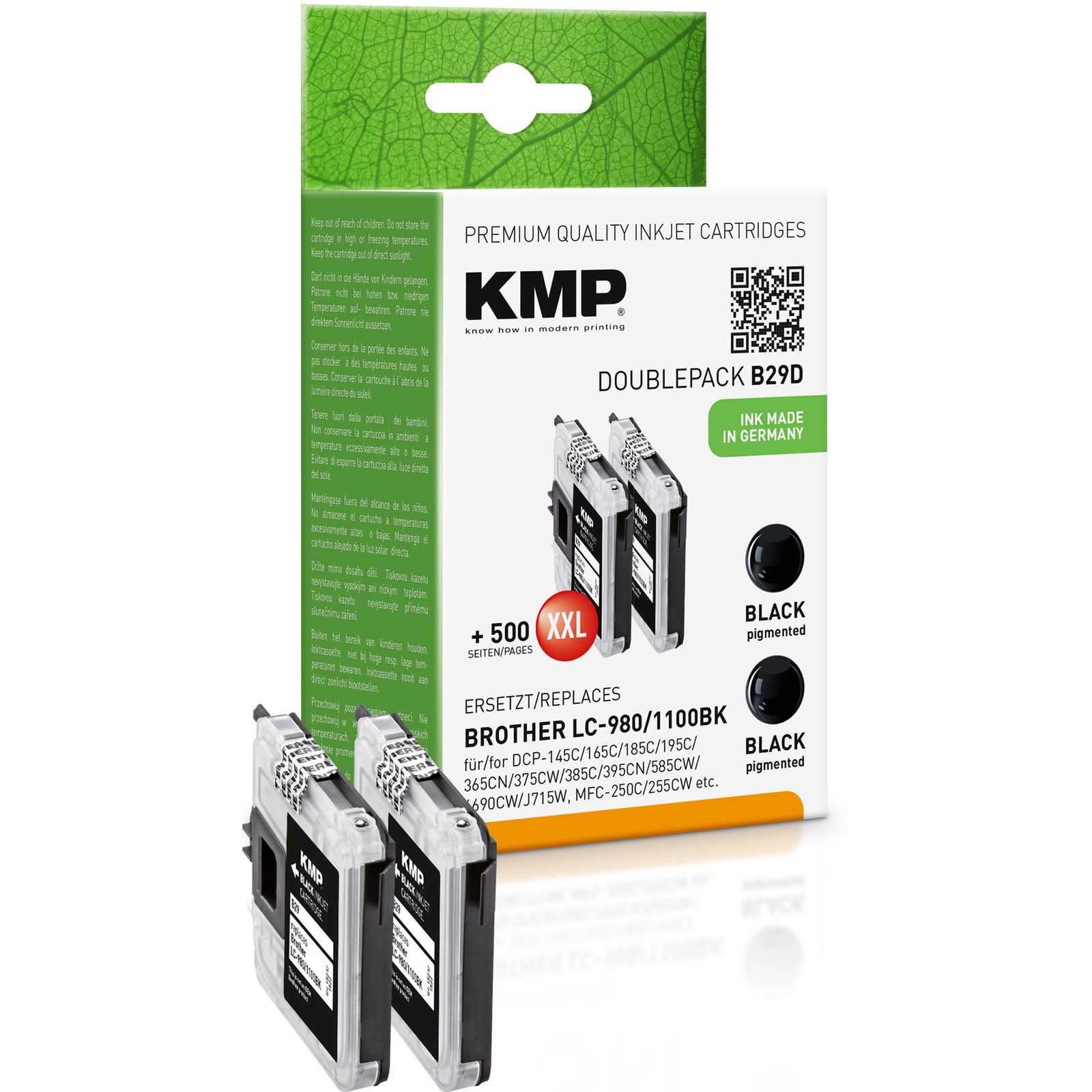 KMP B29D kompatibilní inkoustová kazeta Brother 2 x LC980,LC1100Bk / LC-1100BK, černá