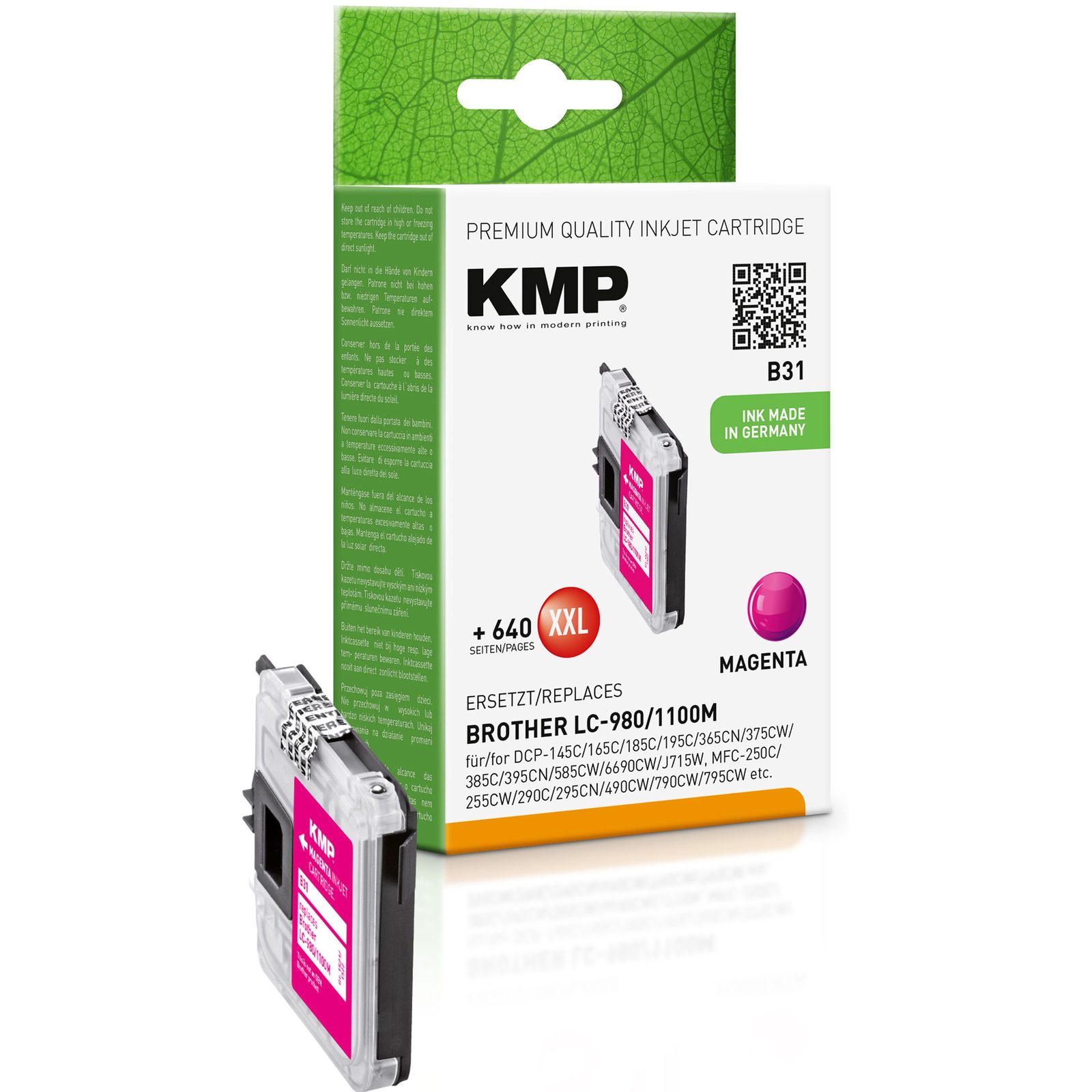 KMP B31 kompatibilní inkoustová kazeta Brother LC980,LC1100M / LC-1100M, purpurová