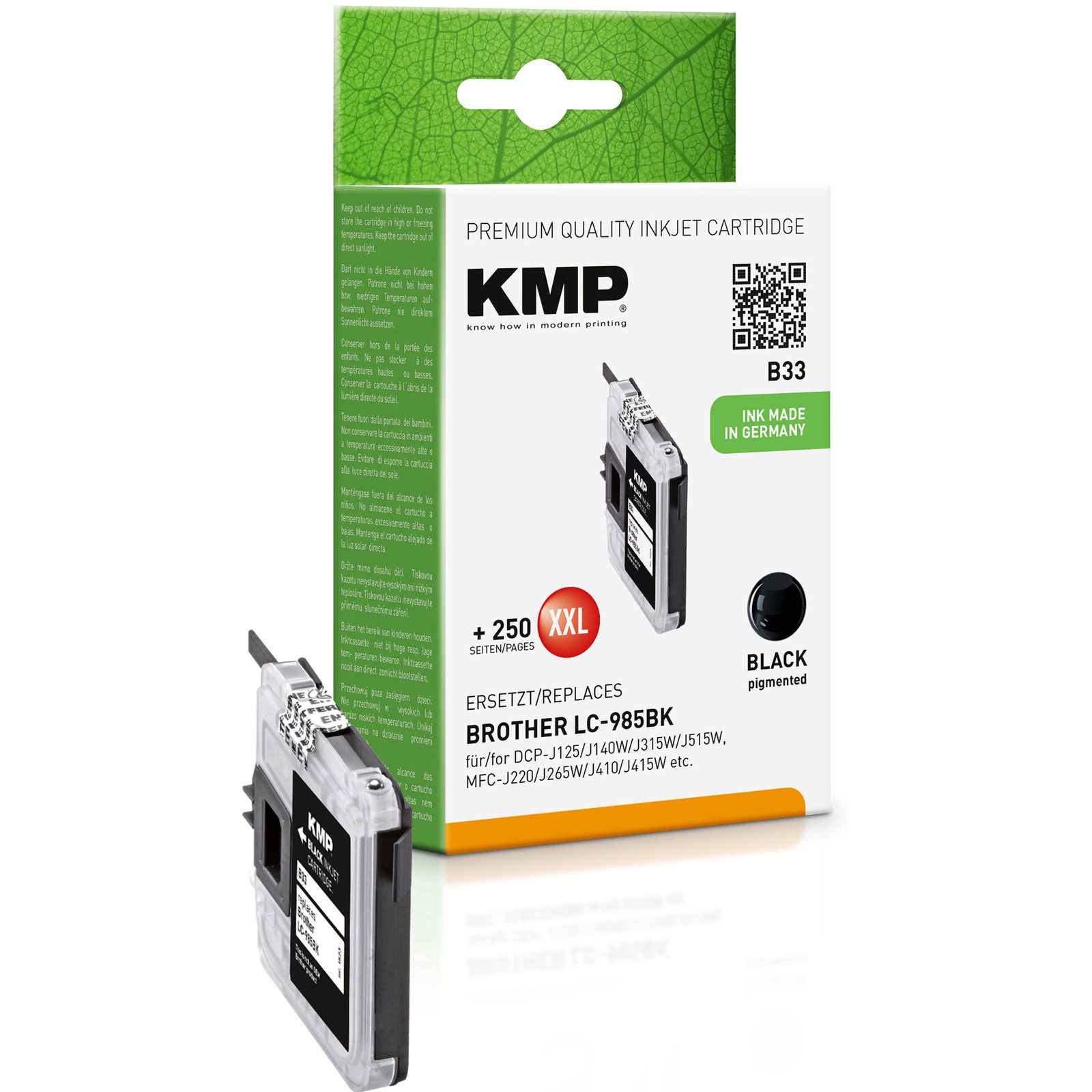 KMP B33 kompatibilní inkoustová kazeta Brother LC985BK, černá