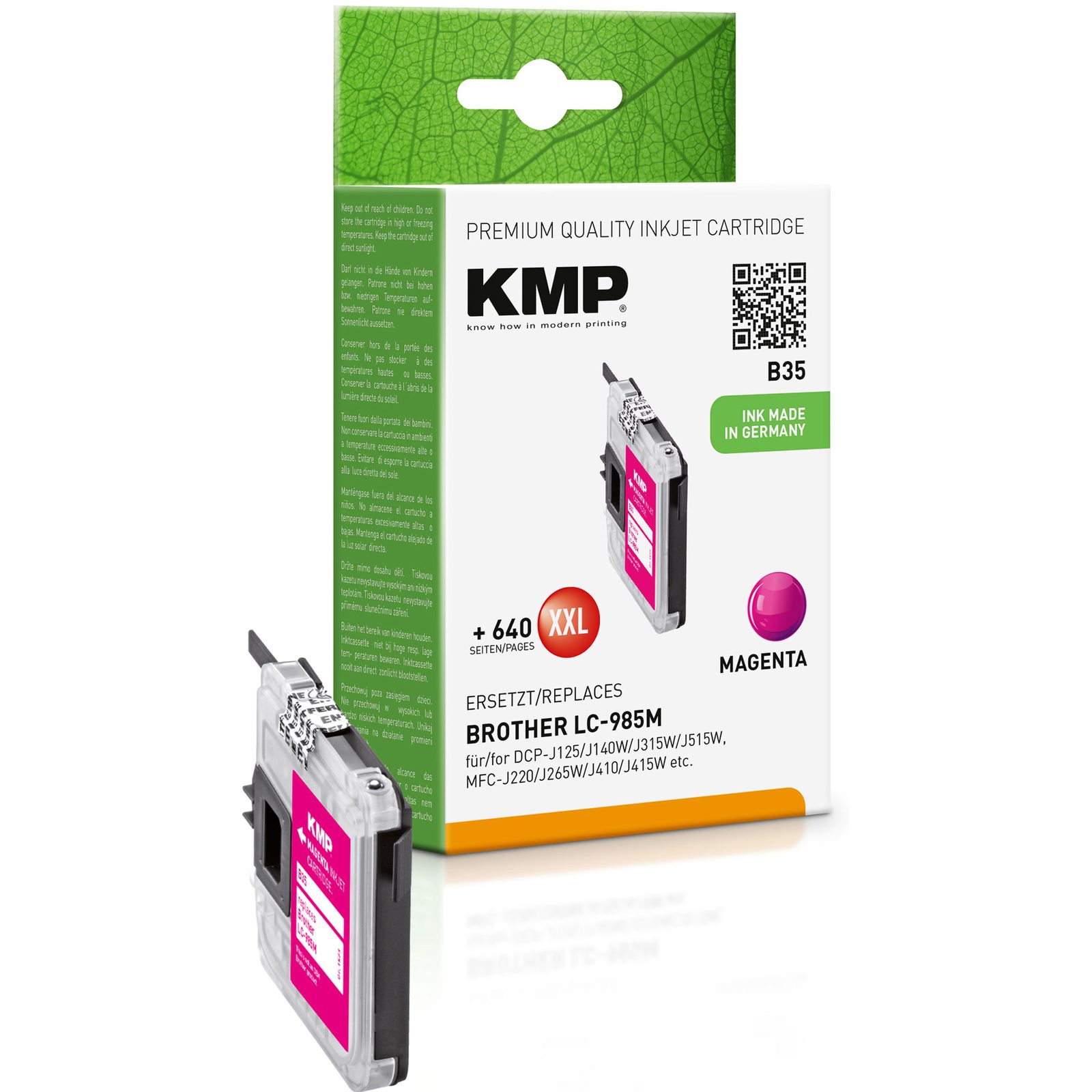 KMP B35 kompatibilní inkoustová kazeta Brother LC985M, purpurová