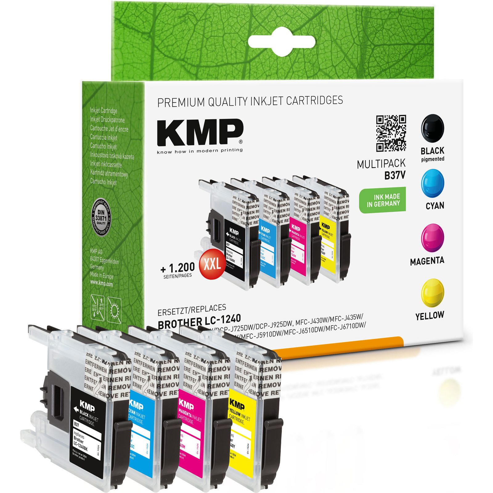 KMP B37V kompatibilní inkoustová kazeta Brother LC1240BK,LC1240C,LC1240M,LC1240Y / LC-1240C, černá