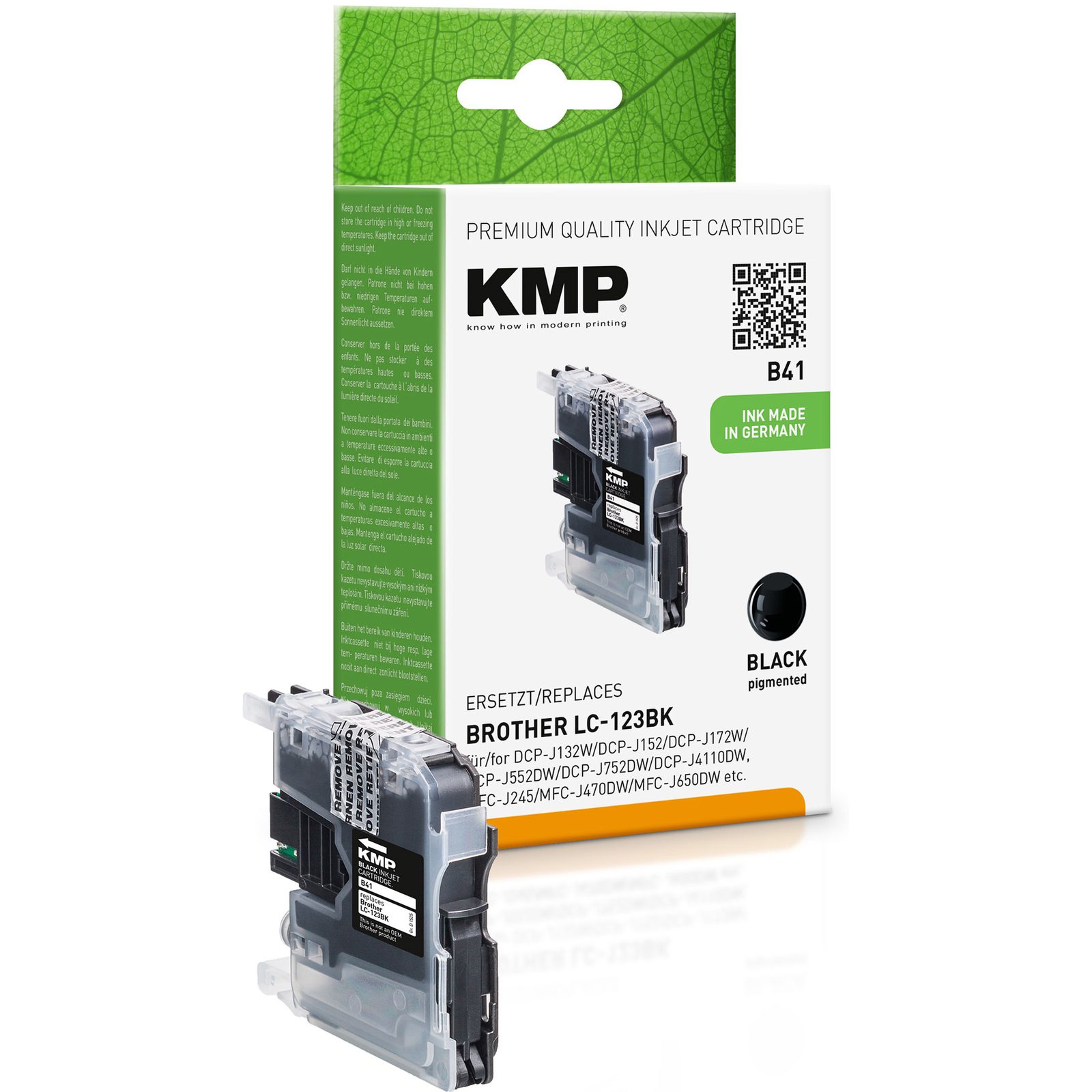 KMP B41 kompatibilní inkoustová kazeta Brother LC123BK, černá