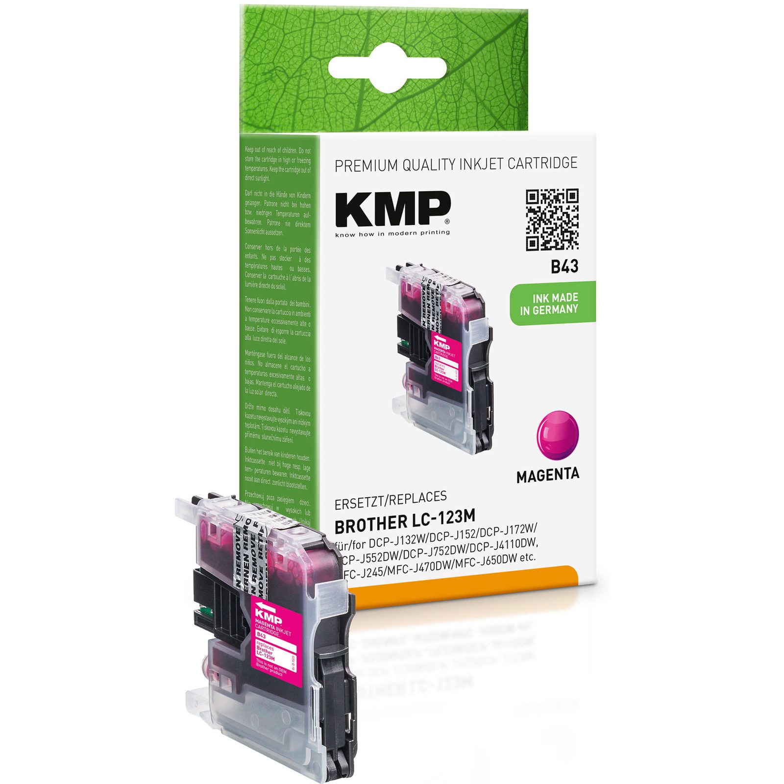 KMP B43 kompatibilní inkoustová kazeta Brother LC123M, purpurová