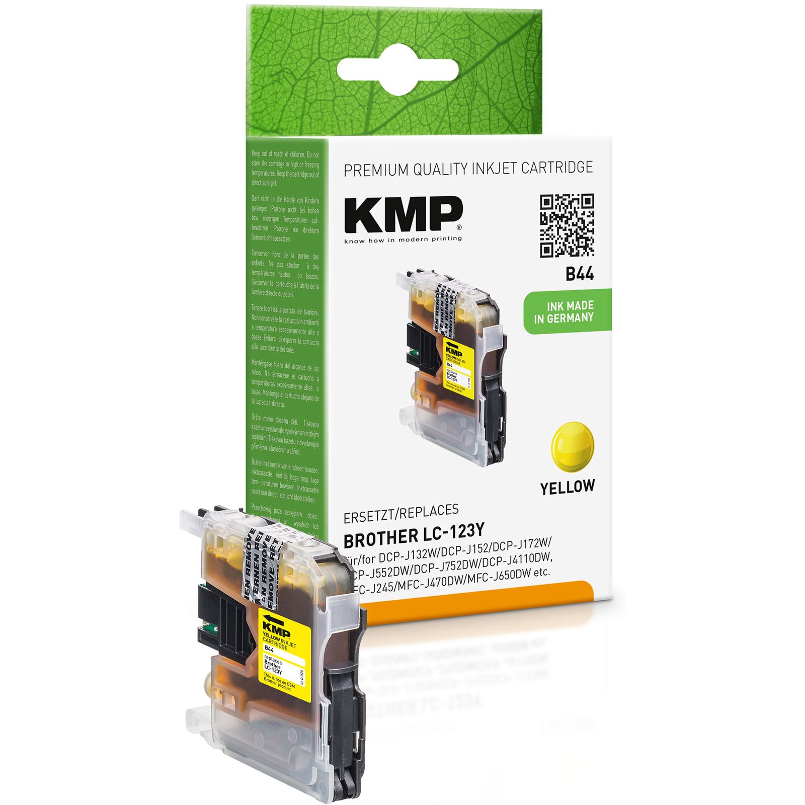 KMP B44 kompatibilní inkoustová kazeta Brother LC123Y, žlutá