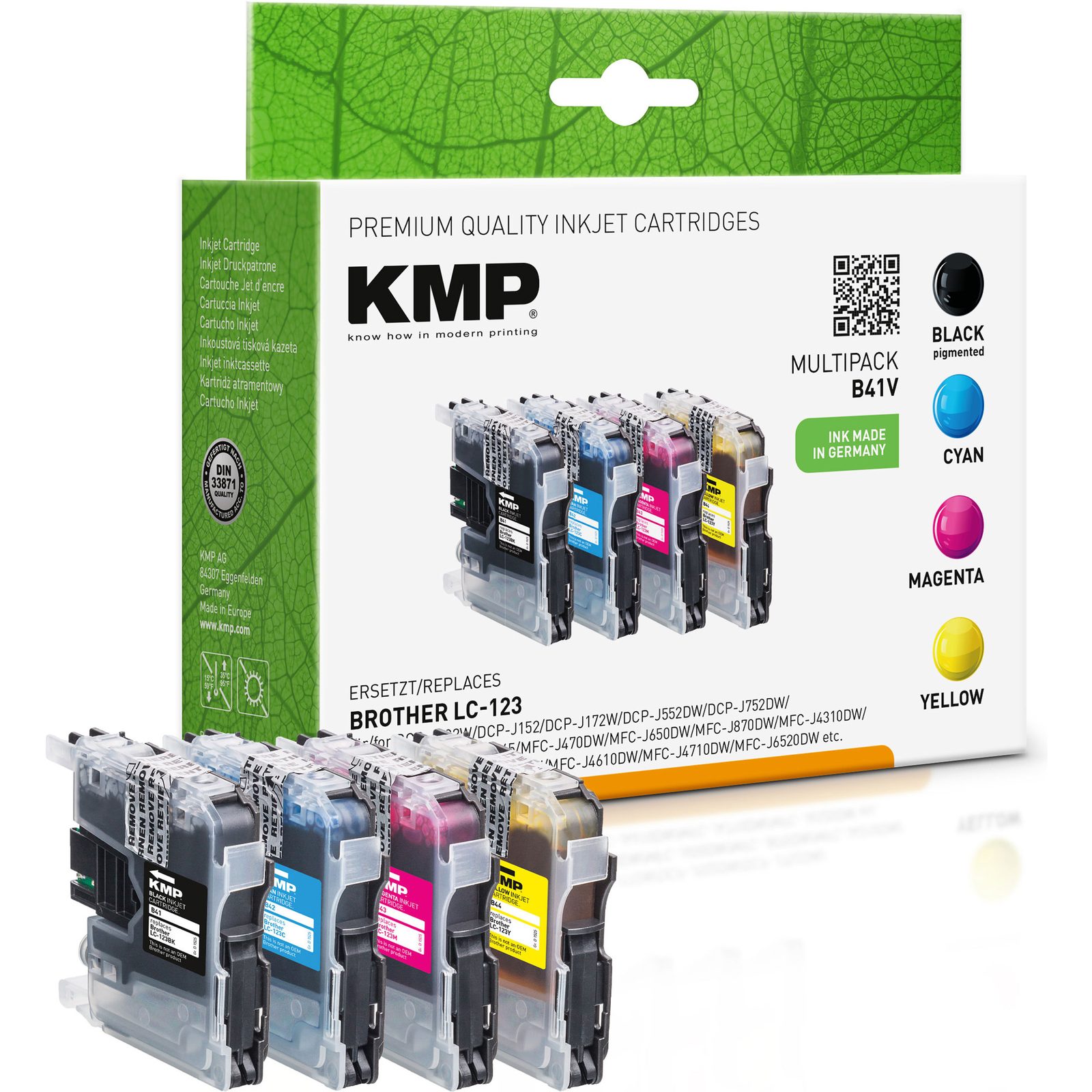 KMP B41V kompatibilní inkoustová kazeta Brother LC123BK,LC123C,LC123M,LC123Y / LC-123C, černá