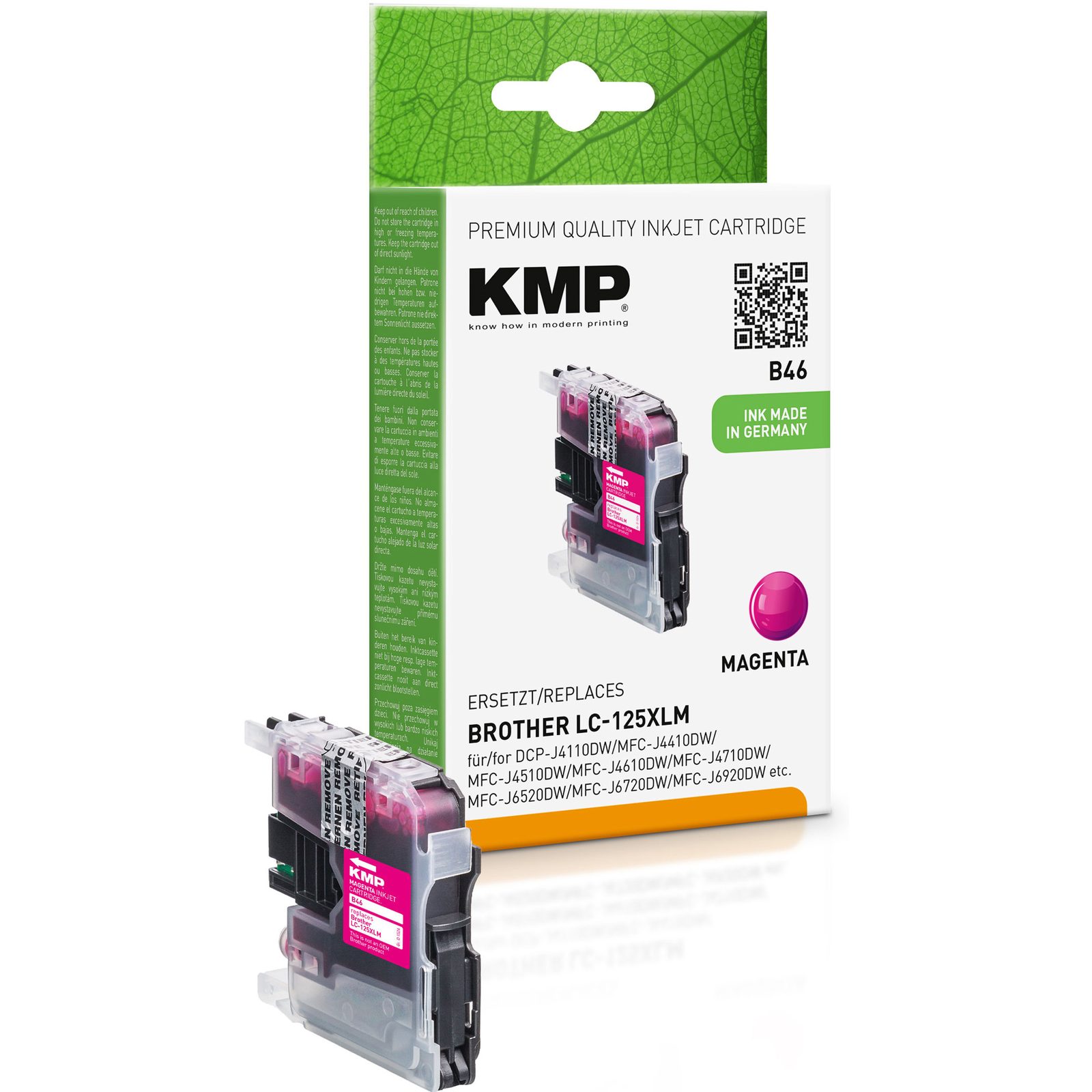 KMP B46 kompatibilní inkoustová kazeta Brother LC125XLM, purpurová