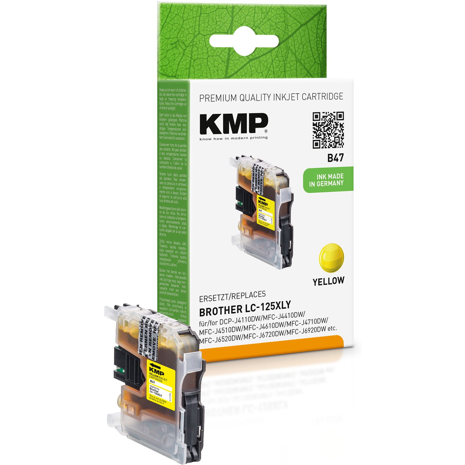 KMP B47 kompatibilní inkoustová kazeta Brother LC125XLY, žlutá