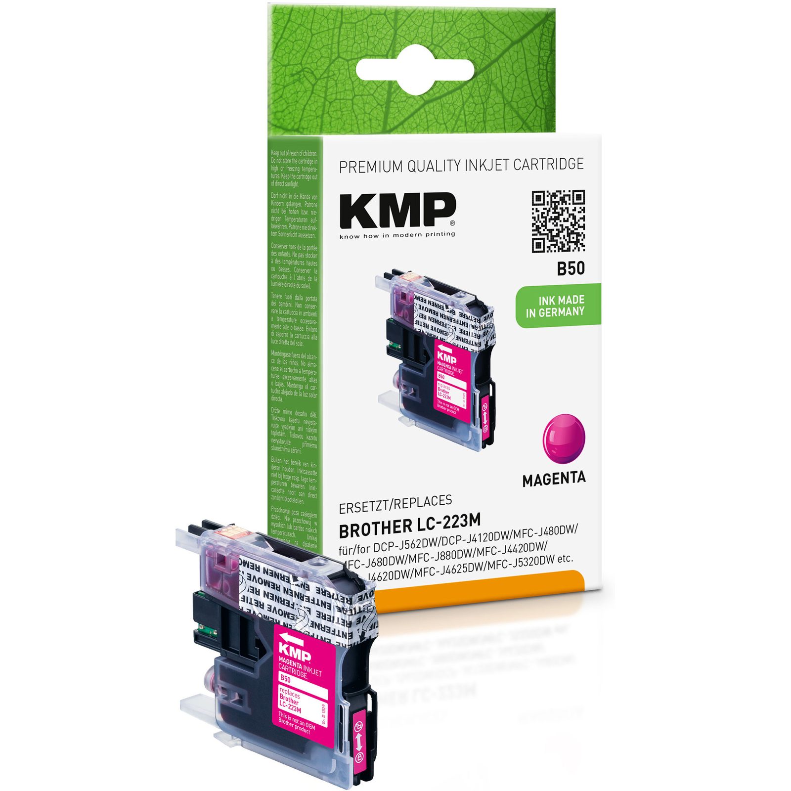 KMP B50 kompatibilní inkoustová kazeta Brother LC223M, purpurová
