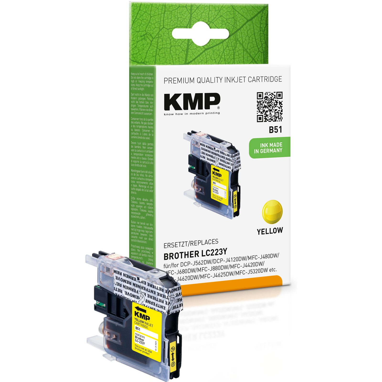 KMP B51 kompatibilní inkoustová kazeta Brother LC223Y, žlutá