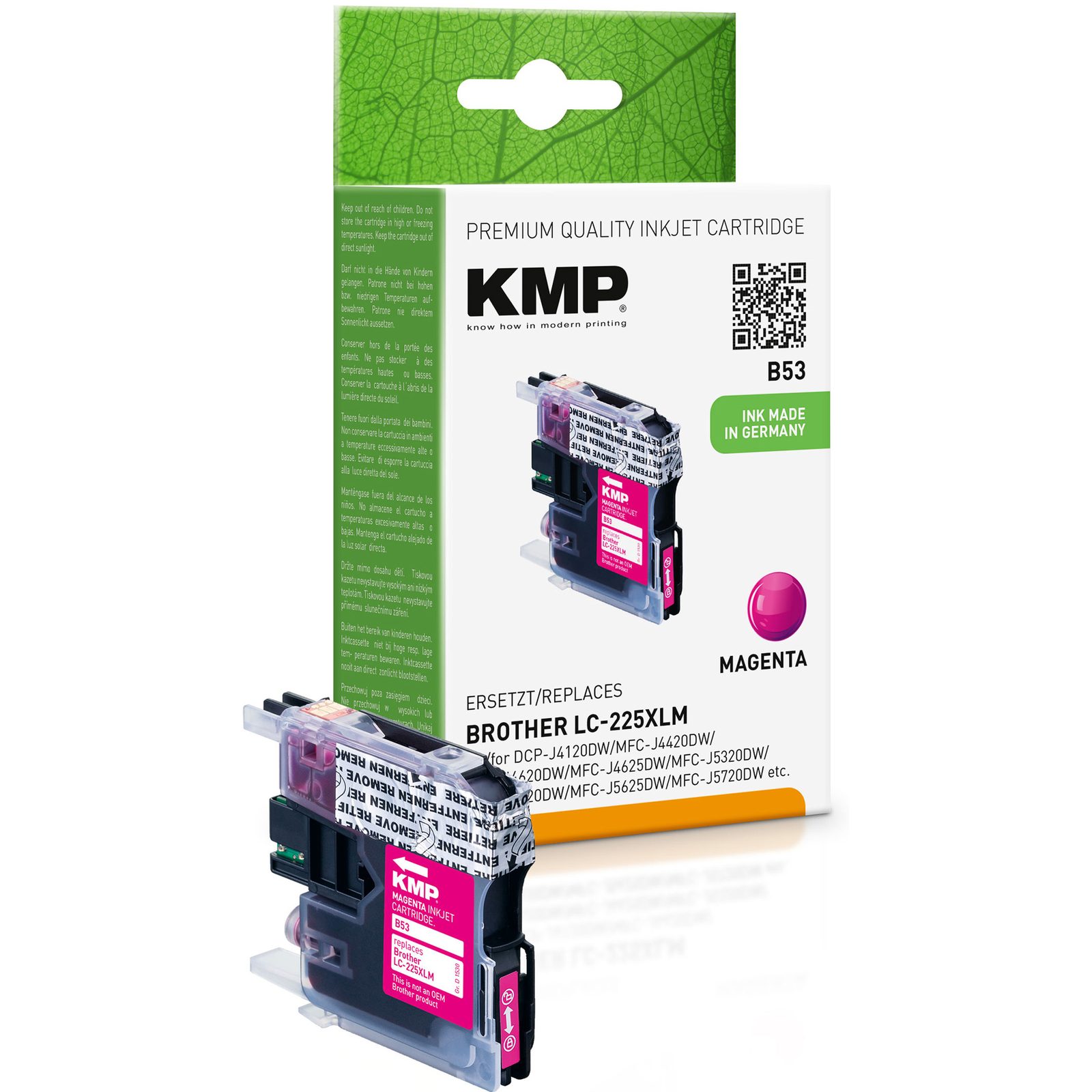 KMP B53 kompatibilní inkoustová kazeta Brother LC225XLM, purpurová