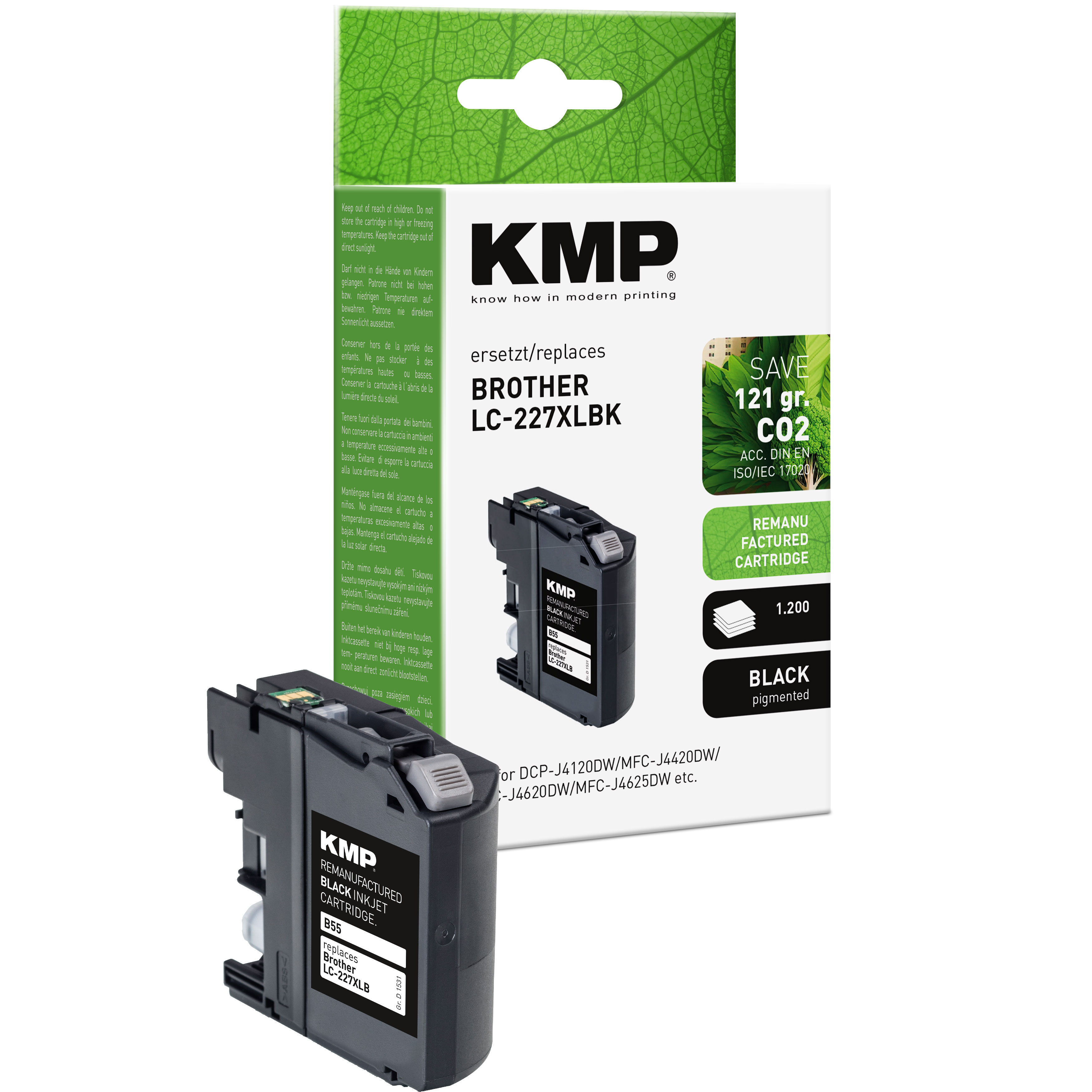 KMP B55 kompatibilní inkoustová kazeta Brother LC-227XLB, černá