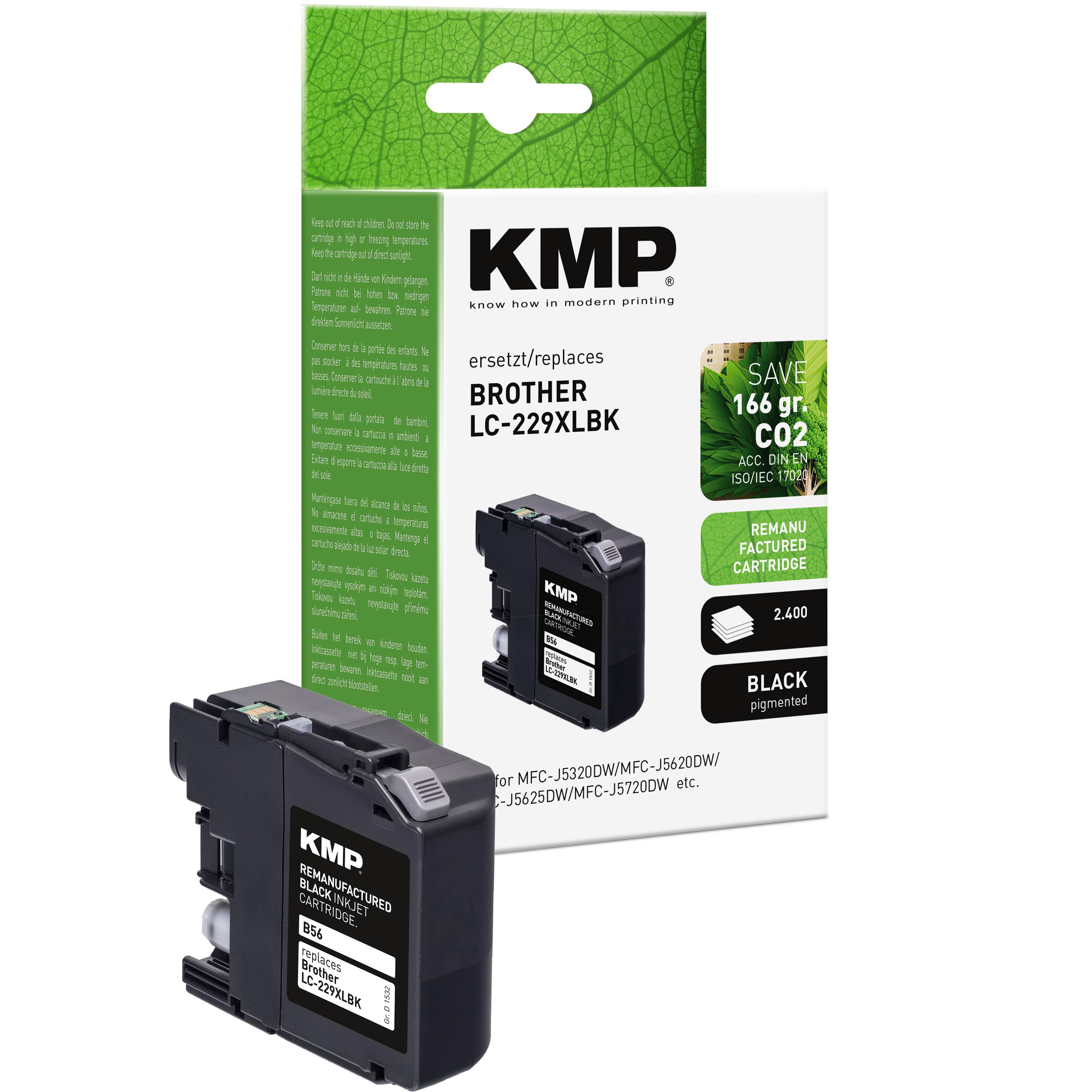 KMP B56 kompatibilní inkoustová kazeta Brother LC-229XLBK, černá
