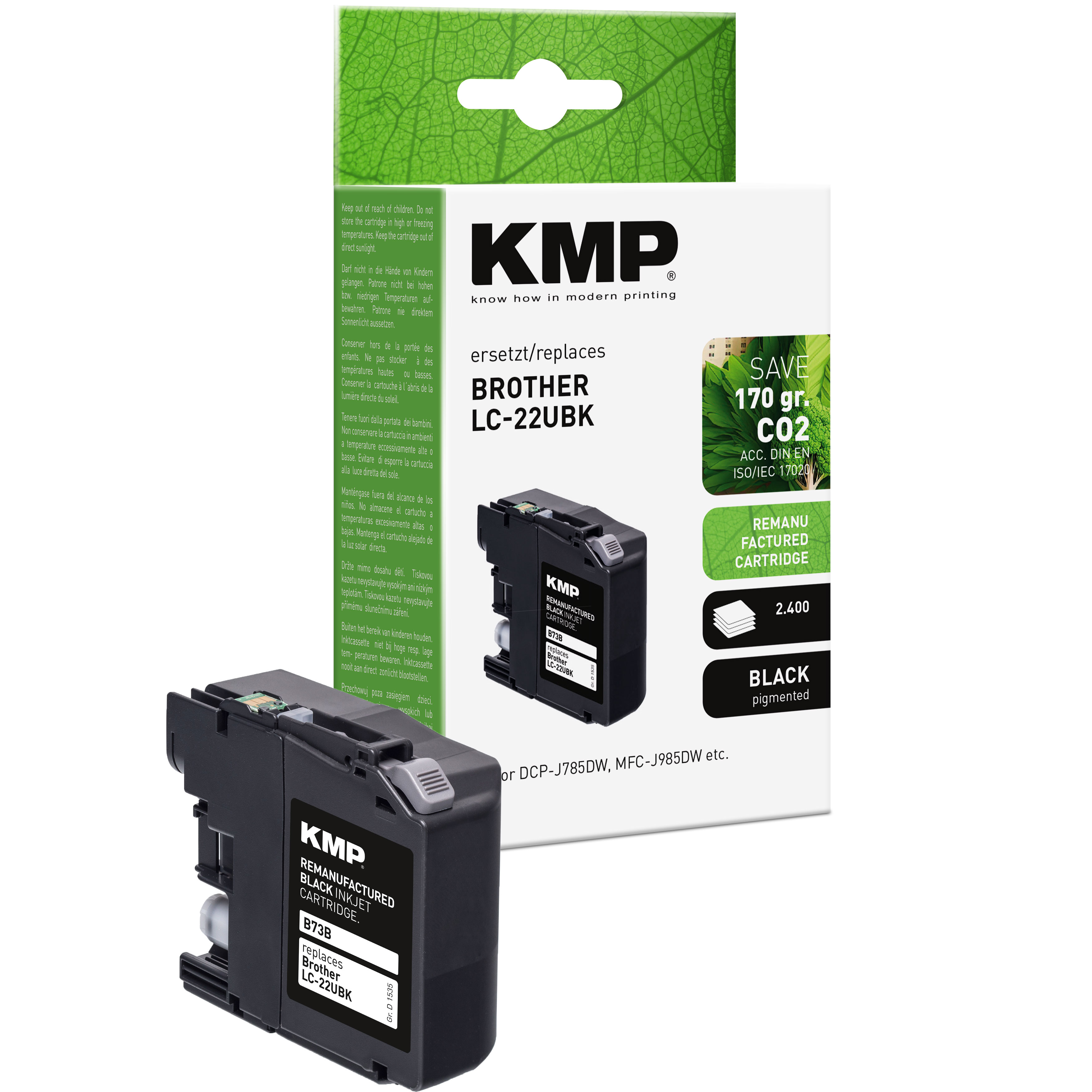 KMP B73B kompatibilní inkoustová kazeta Brother LC22UBK, černá