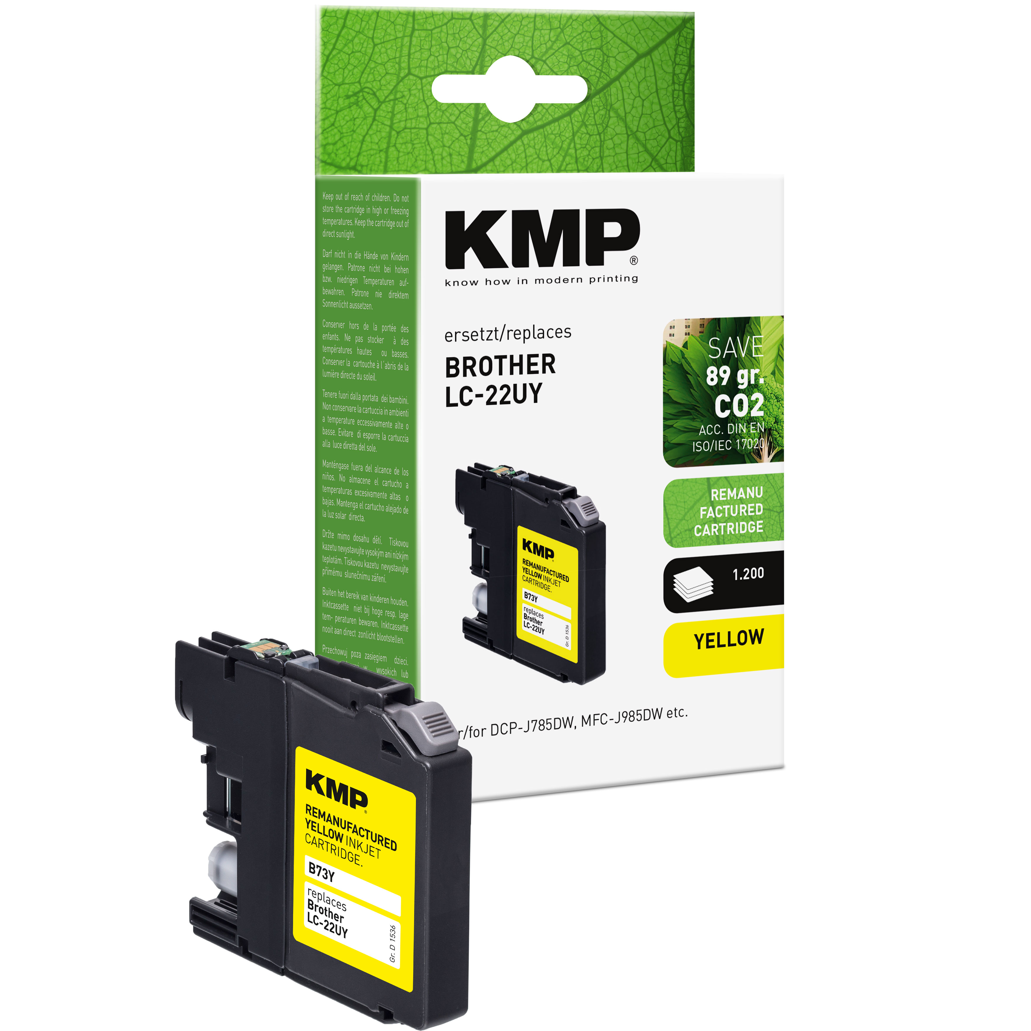 KMP B73Y kompatibilní inkoustová kazeta Brother LC22UY, žlutá