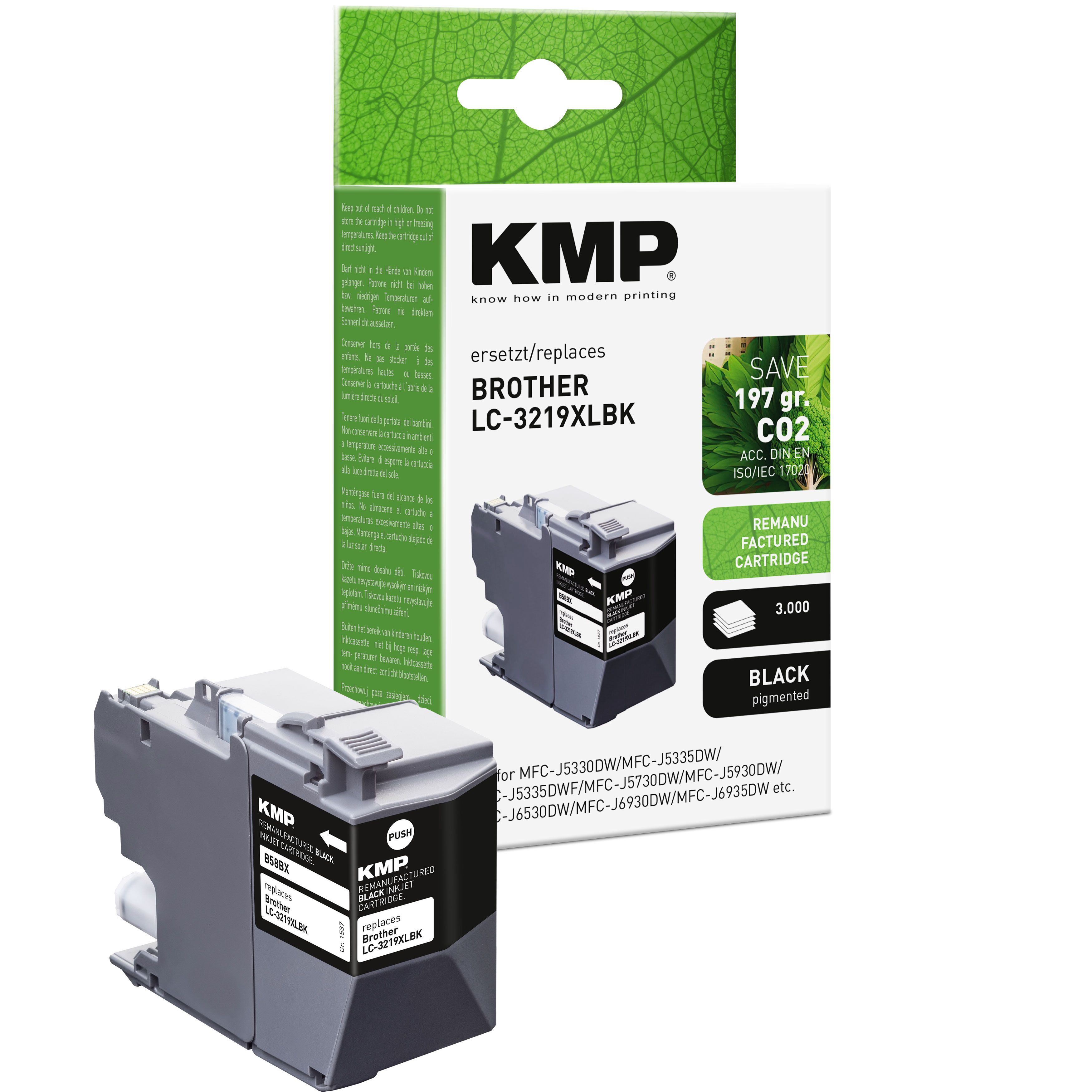 KMP B58BX kompatibilní inkoustová kazeta Brother LC-3219XLBK, černá
