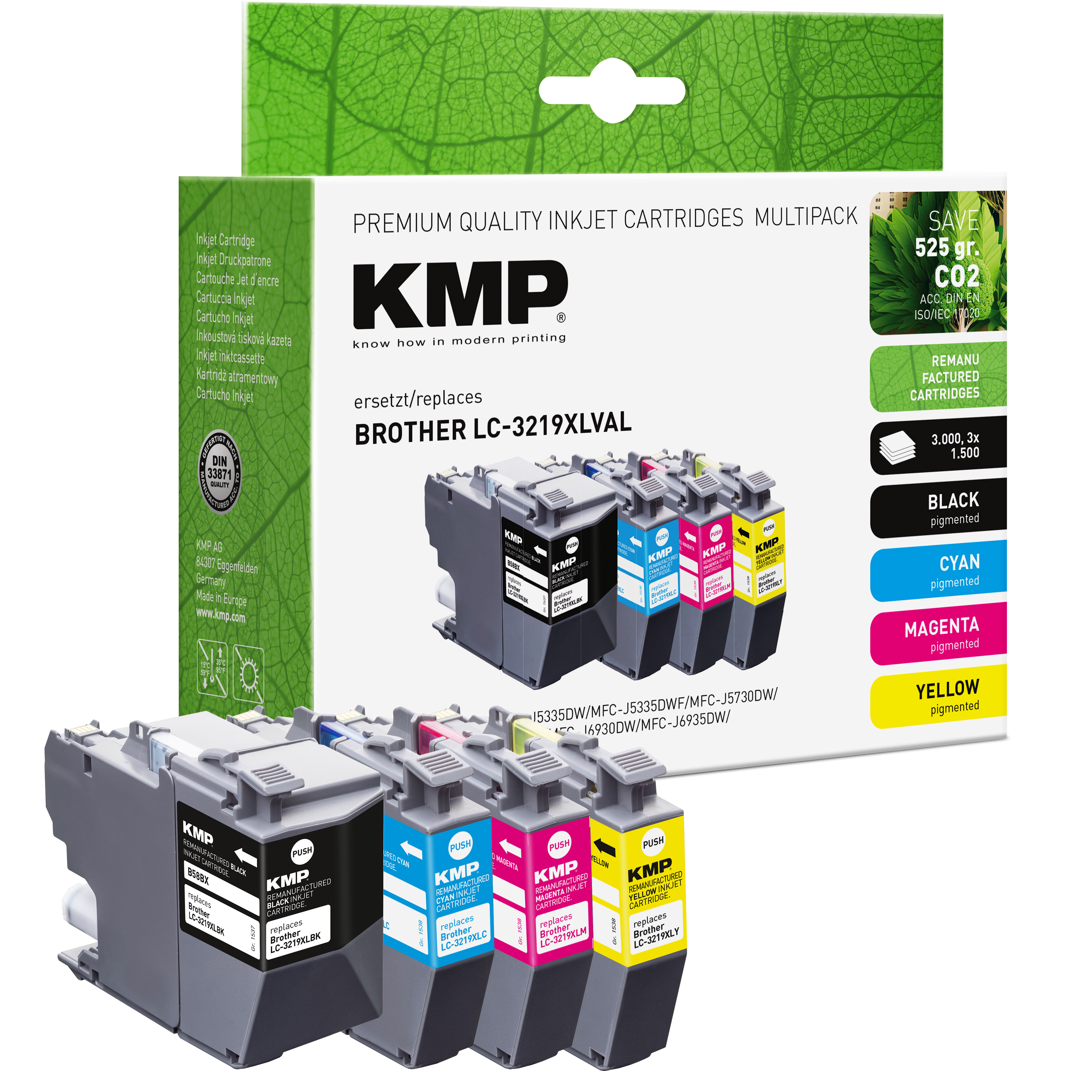 KMP B58VX kompatibilní inkoustová kazeta Brother 1x LC-3219XLBK 1x LC-3219XLC 1x LC-3219XLM 1x LC-3219XLY, černá