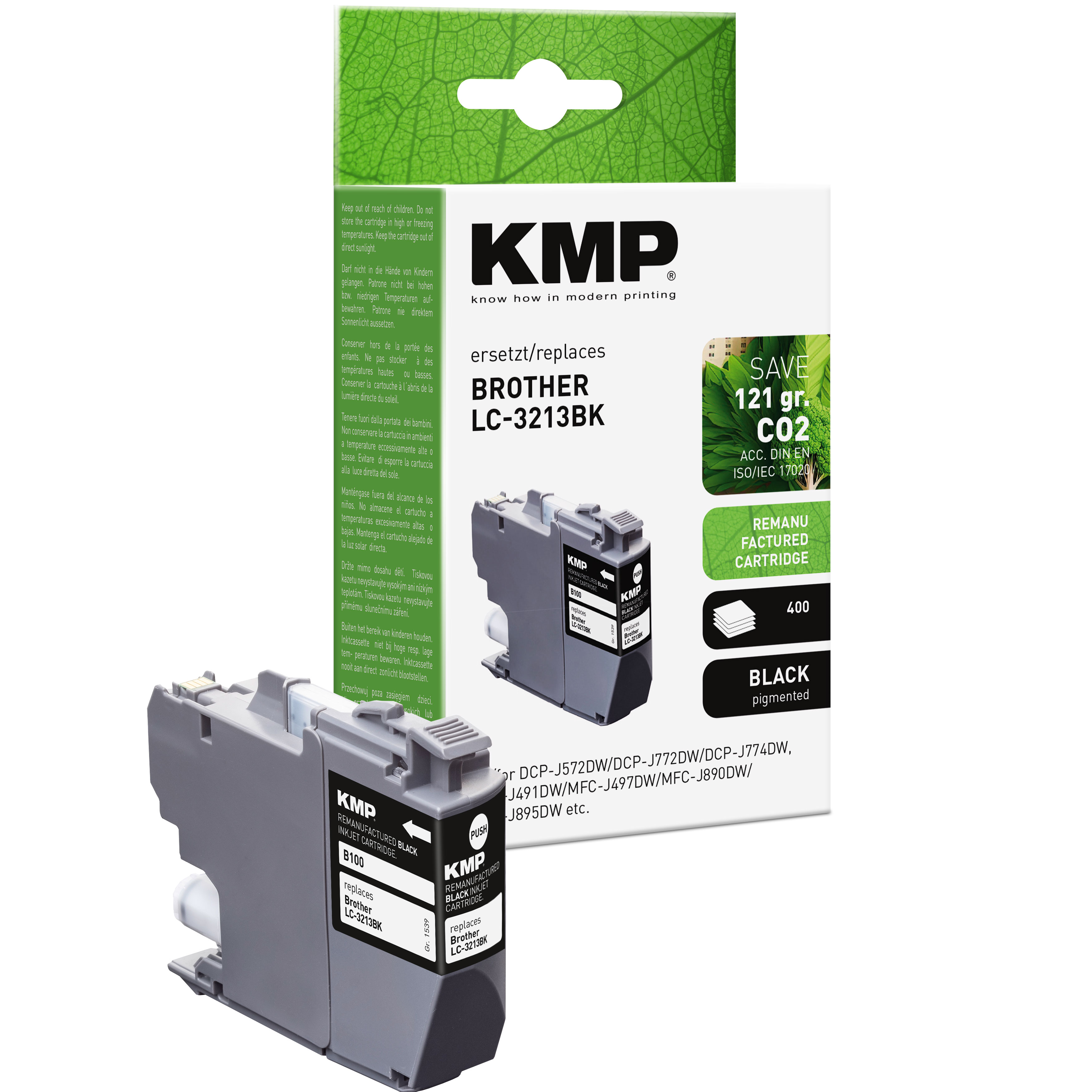 KMP B100 kompatibilní inkoustová kazeta Brother LC-3213BK, černá