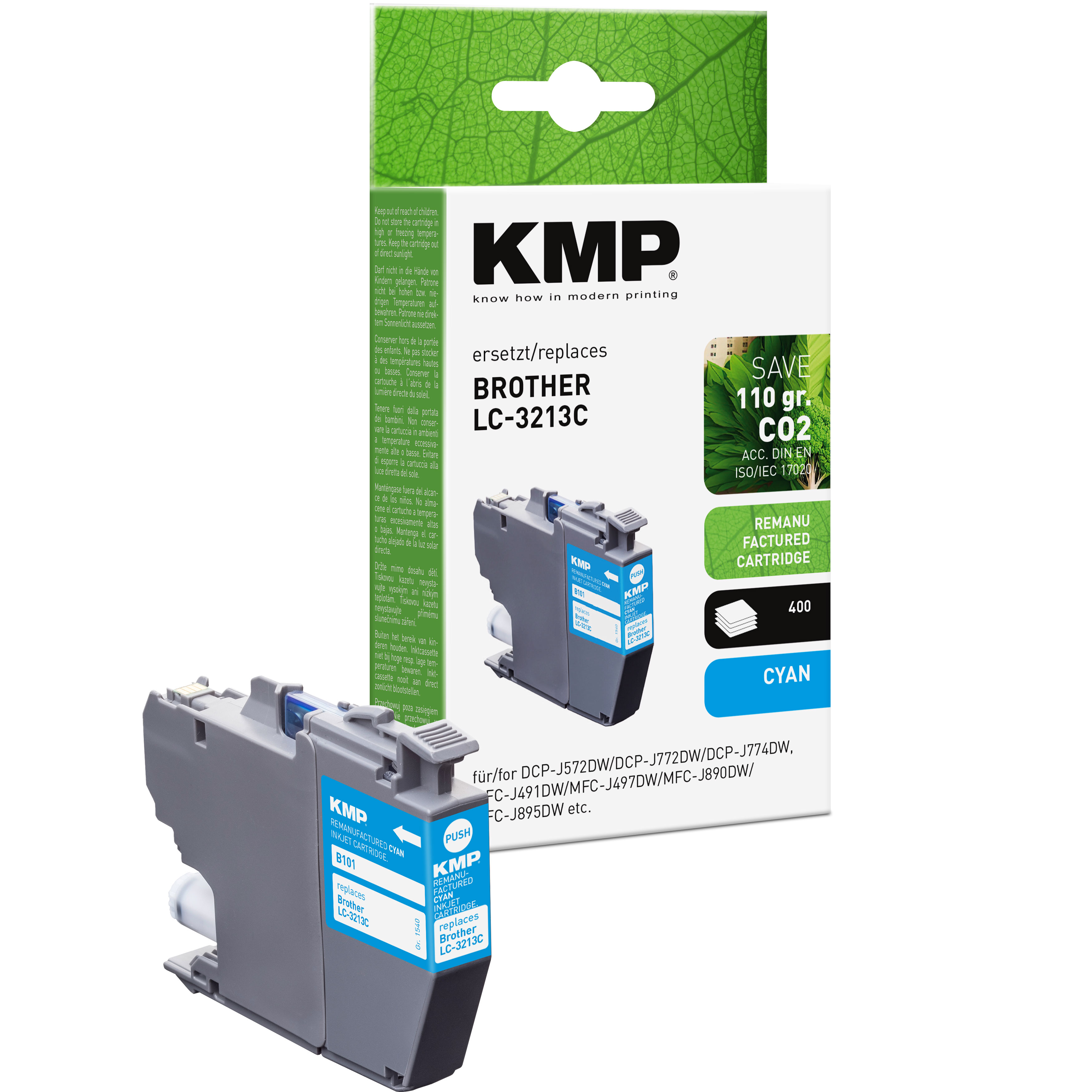 KMP B101 kompatibilní inkoustová kazeta Brother LC-3213C, azurová