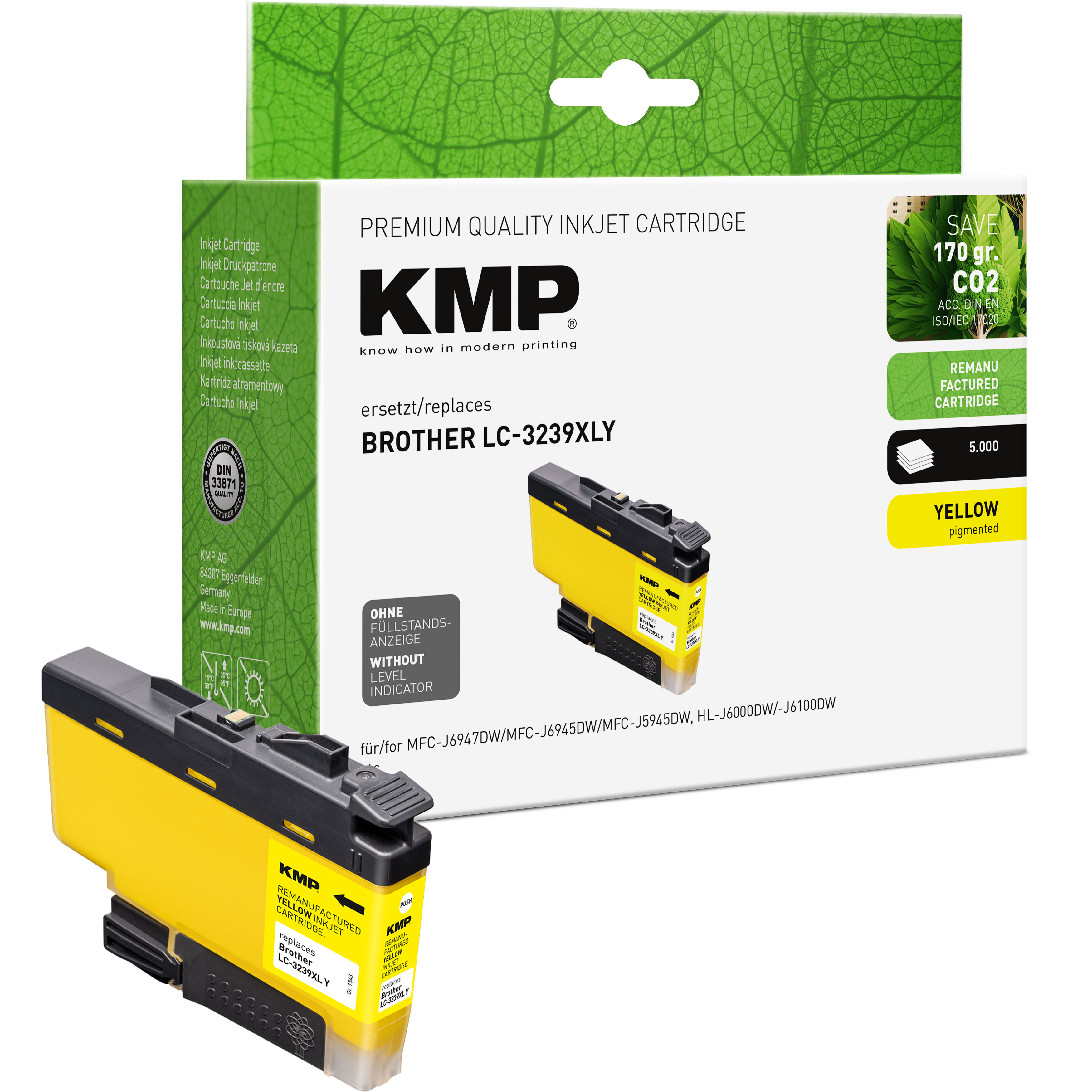 KMP B107 kompatibilní inkoustová kazeta Brother LC3239XLY, žlutá
