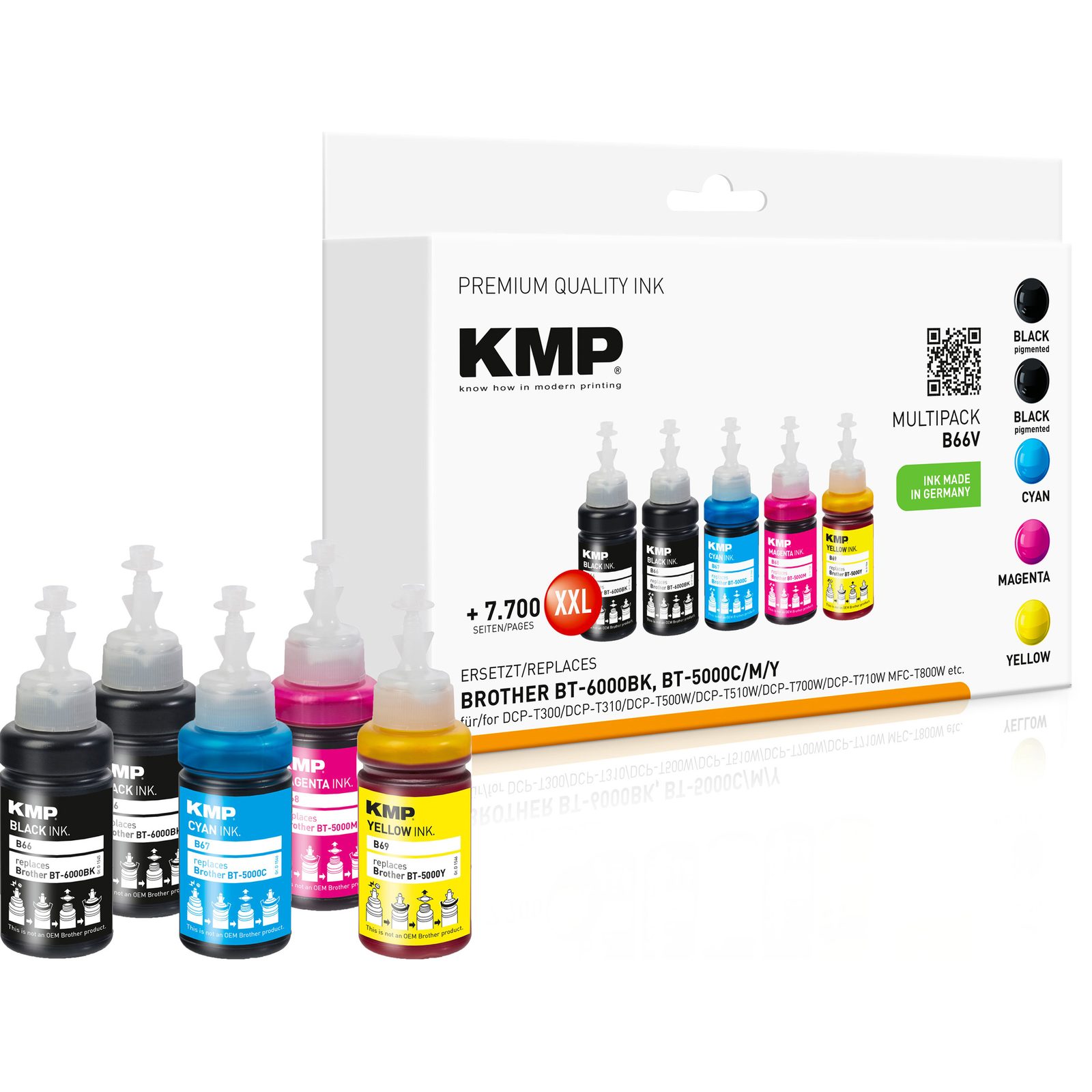 KMP B66V kompatibilní inkoustová kazeta Brother 2 x BT6000BK 1 x BT6000C 1 x BT6000M 1 x BT6000Y, černá
