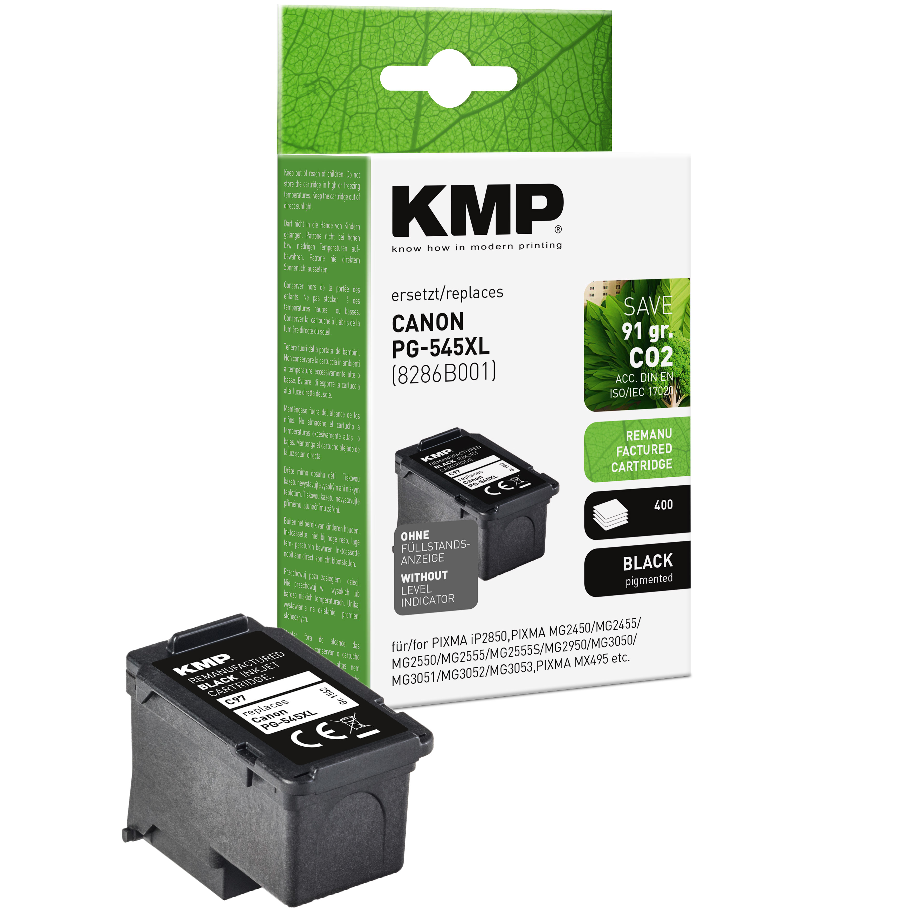 KMP C97 kompatibilní inkoustová kazeta Canon PG-545XL / 8286B001, černá