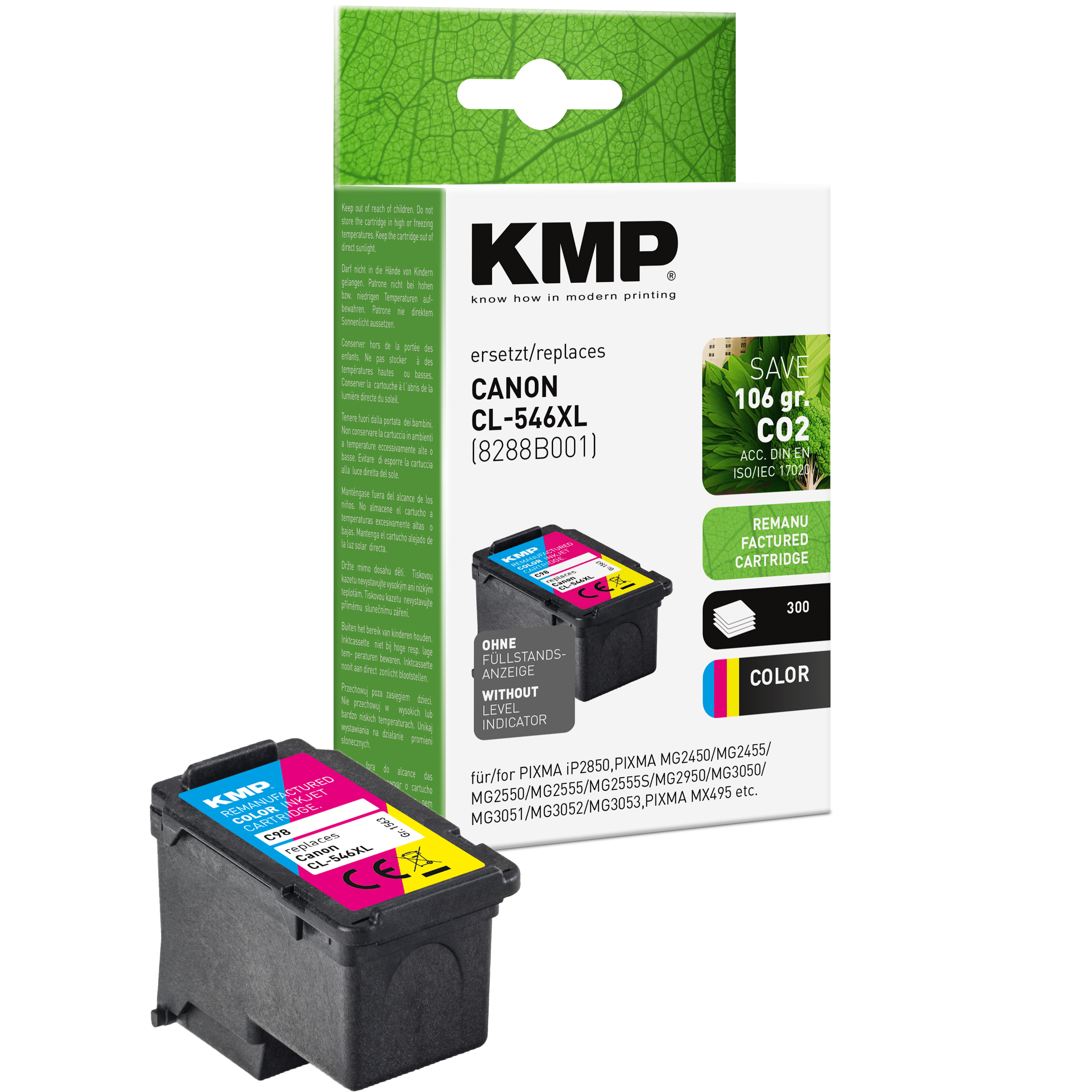 KMP C98 kompatibilní inkoustová kazeta Canon CL-546XL / 8288B001, barevná
