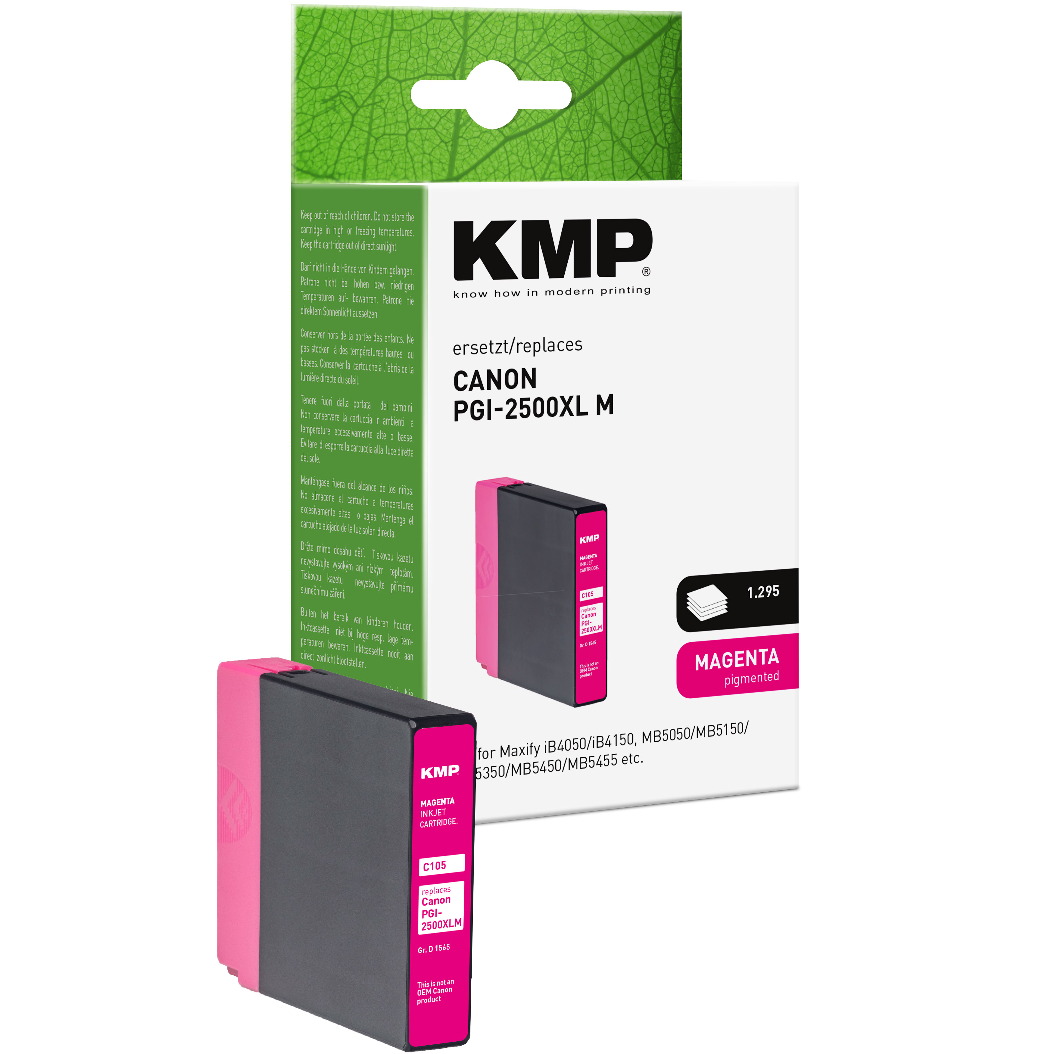 KMP C105 kompatibilní inkoustová kazeta Canon PGI2500XL M / 9266B001, purpurová