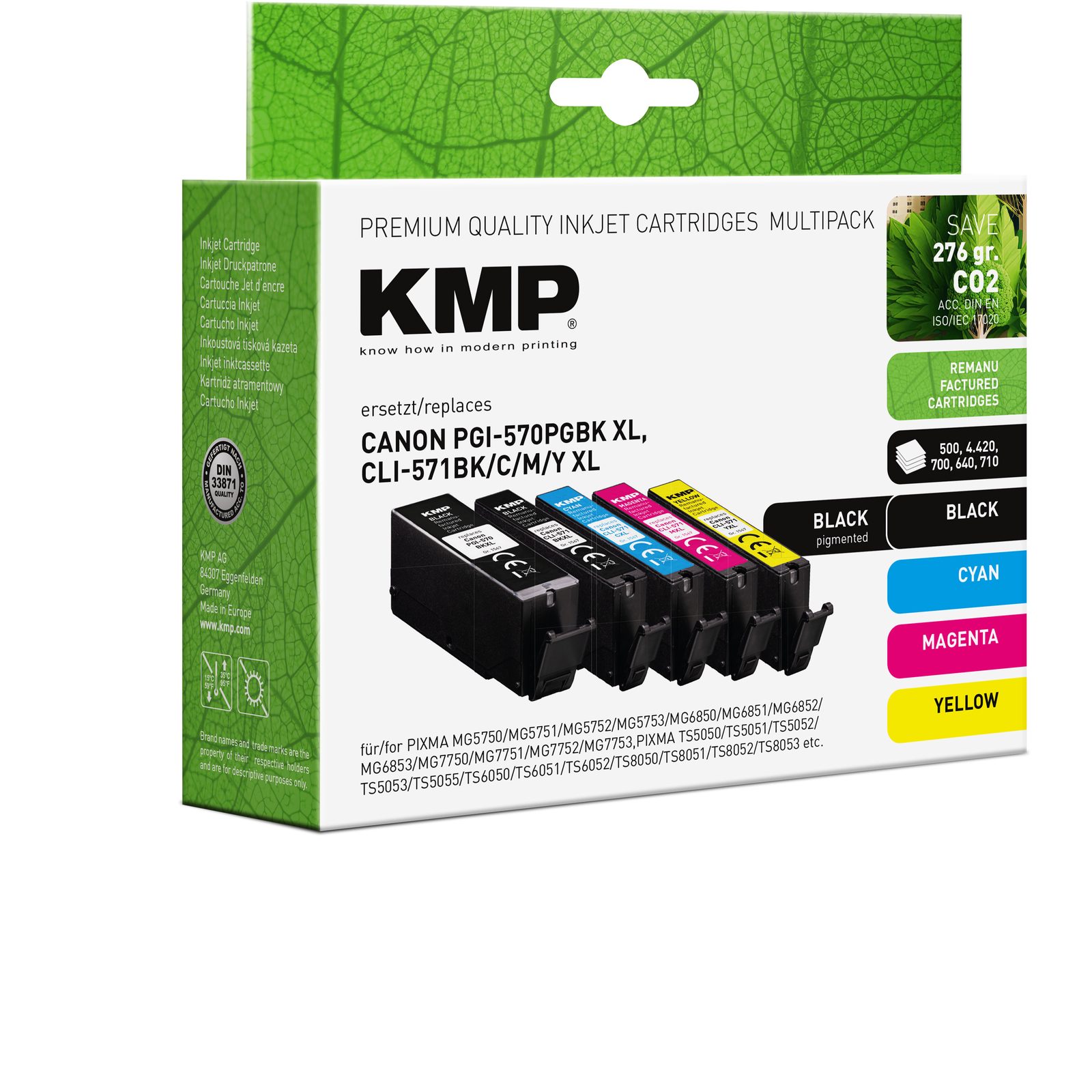 KMP C107XV kompatibilní inkoustová kazeta Canon CLI571 BKXL,CLI571 C XL CLI571 M XL CLI571 Y XL / CLI-571 C XL, černá