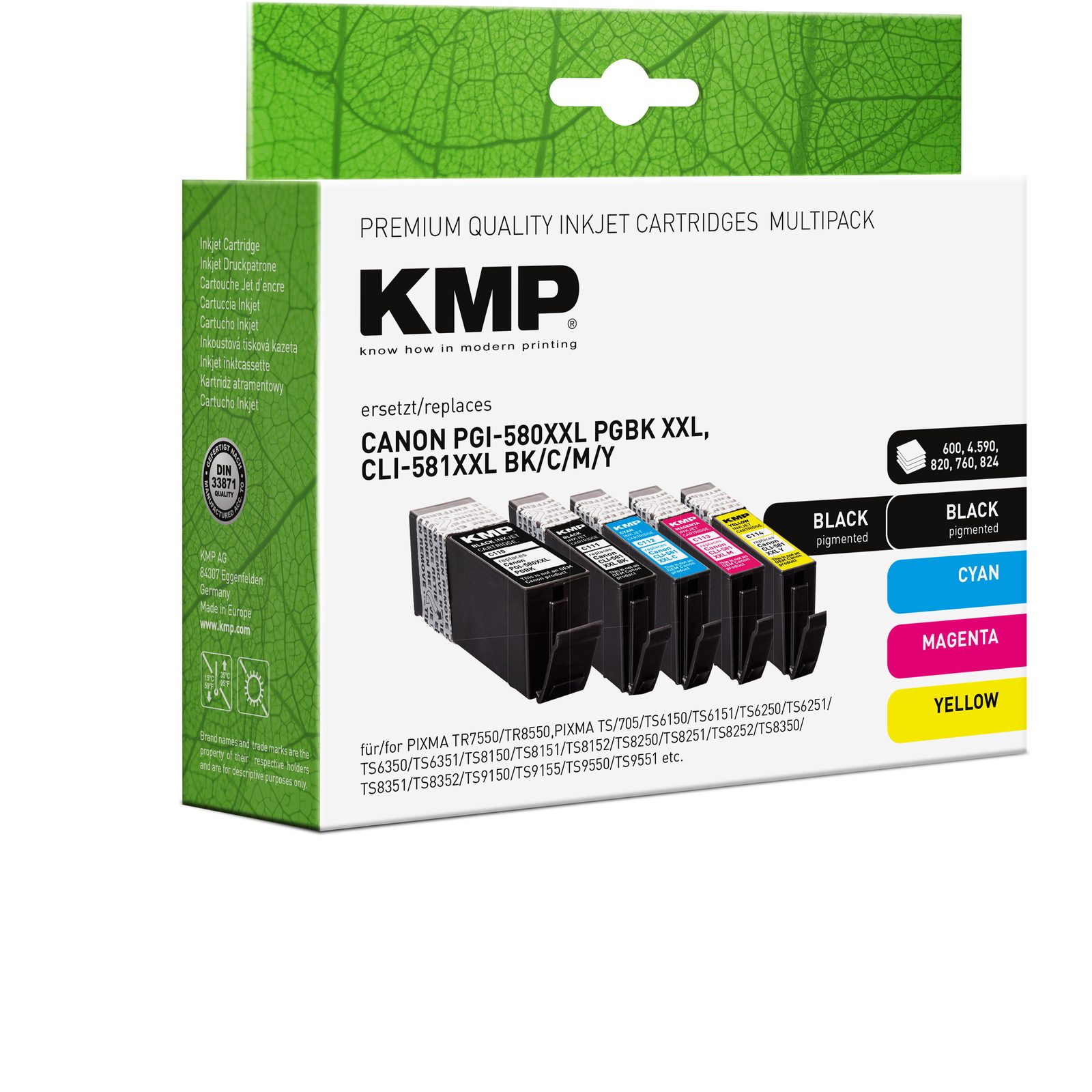 KMP C116V kompatibilní inkoustová kazeta Canon PGI-580XXL,PGBK,CLI-581XXL BK/C/M/Y / CLI-581XXLBK, černá