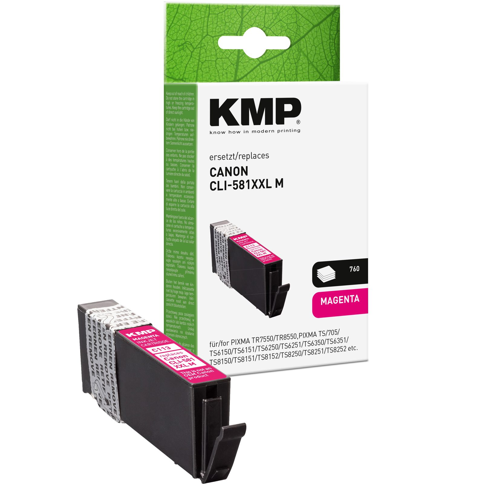 KMP C113 kompatibilní inkoustová kazeta Canon CLI-581XXL / 1996C001, purpurová