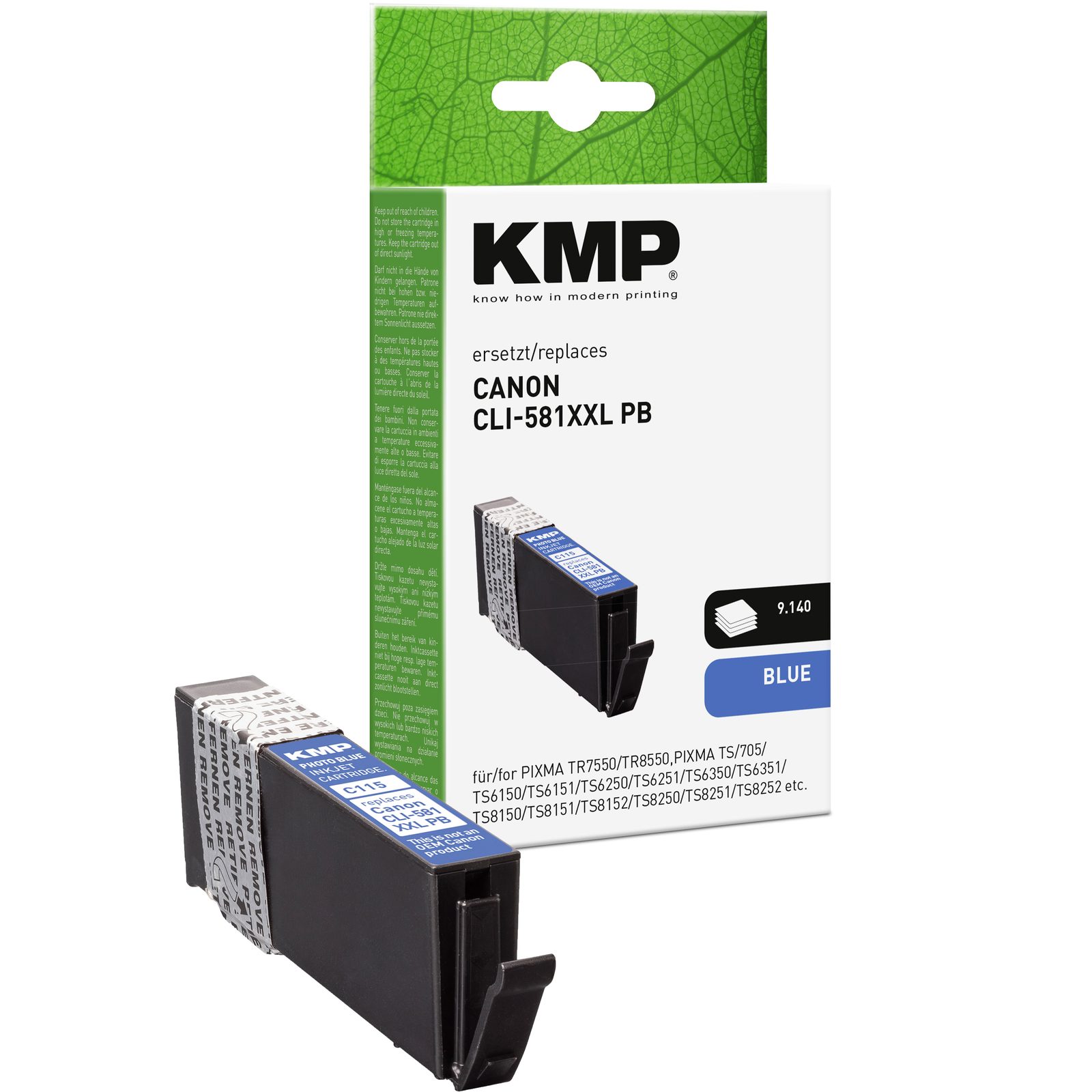 KMP C115 kompatibilní inkoustová kazeta Canon CLI-581XXL, azurová