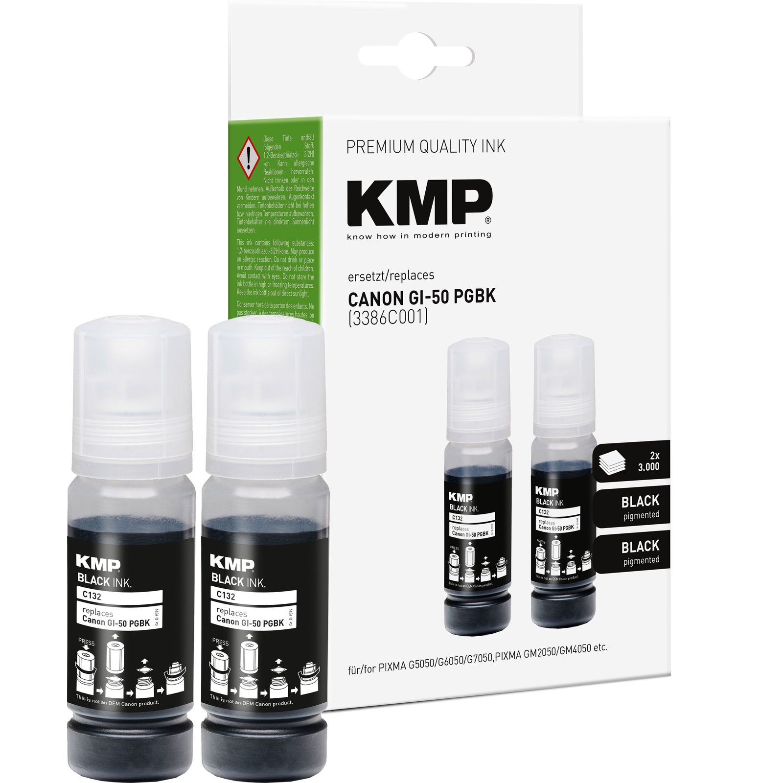 KMP C132 kompatibilní inkoustová kazeta Canon GI-50PGBK / 3386C001, černá