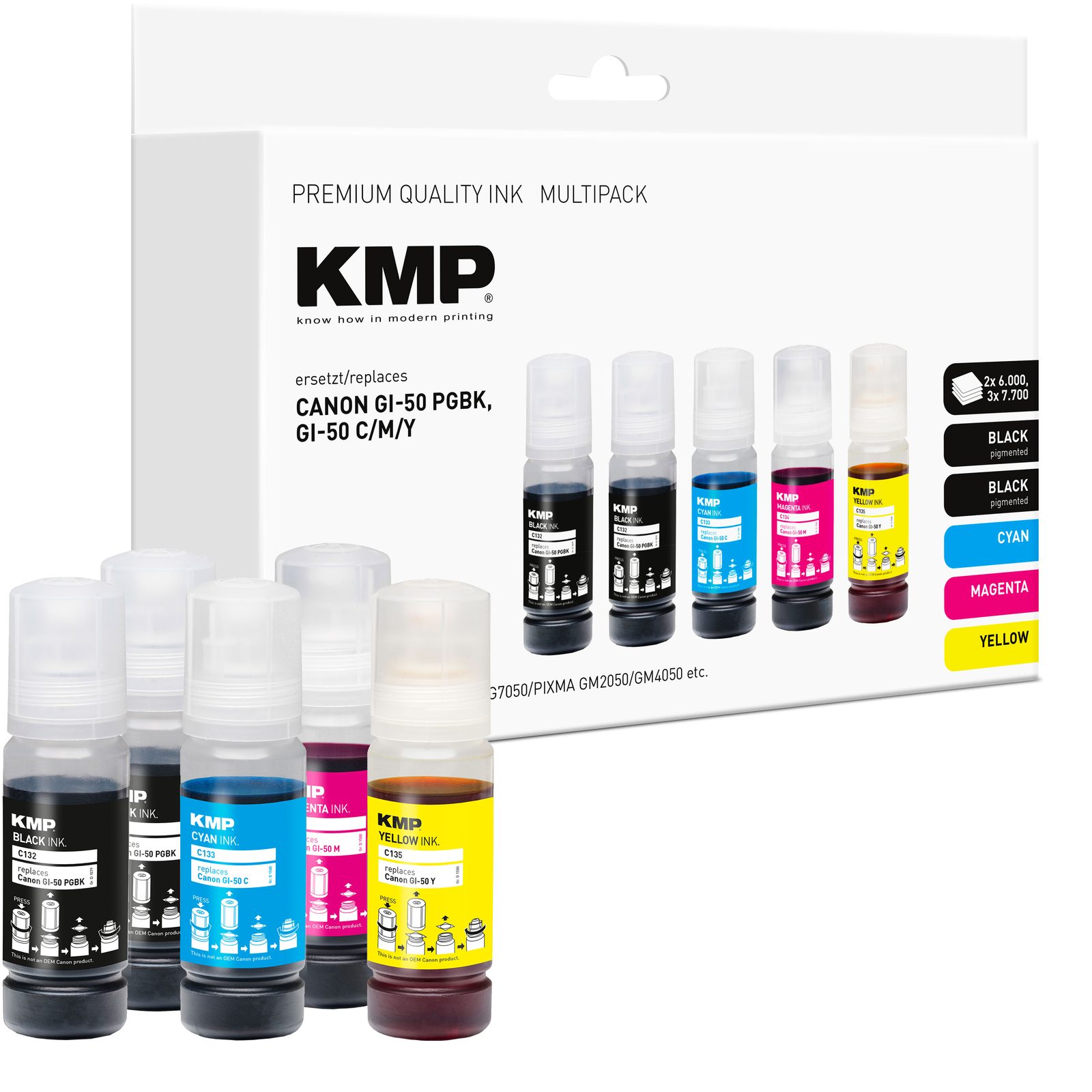 KMP C132V kompatibilní inkoustová kazeta Canon GI-50 PGBK GI-50 C GI-50 M GI-50 Y, černá