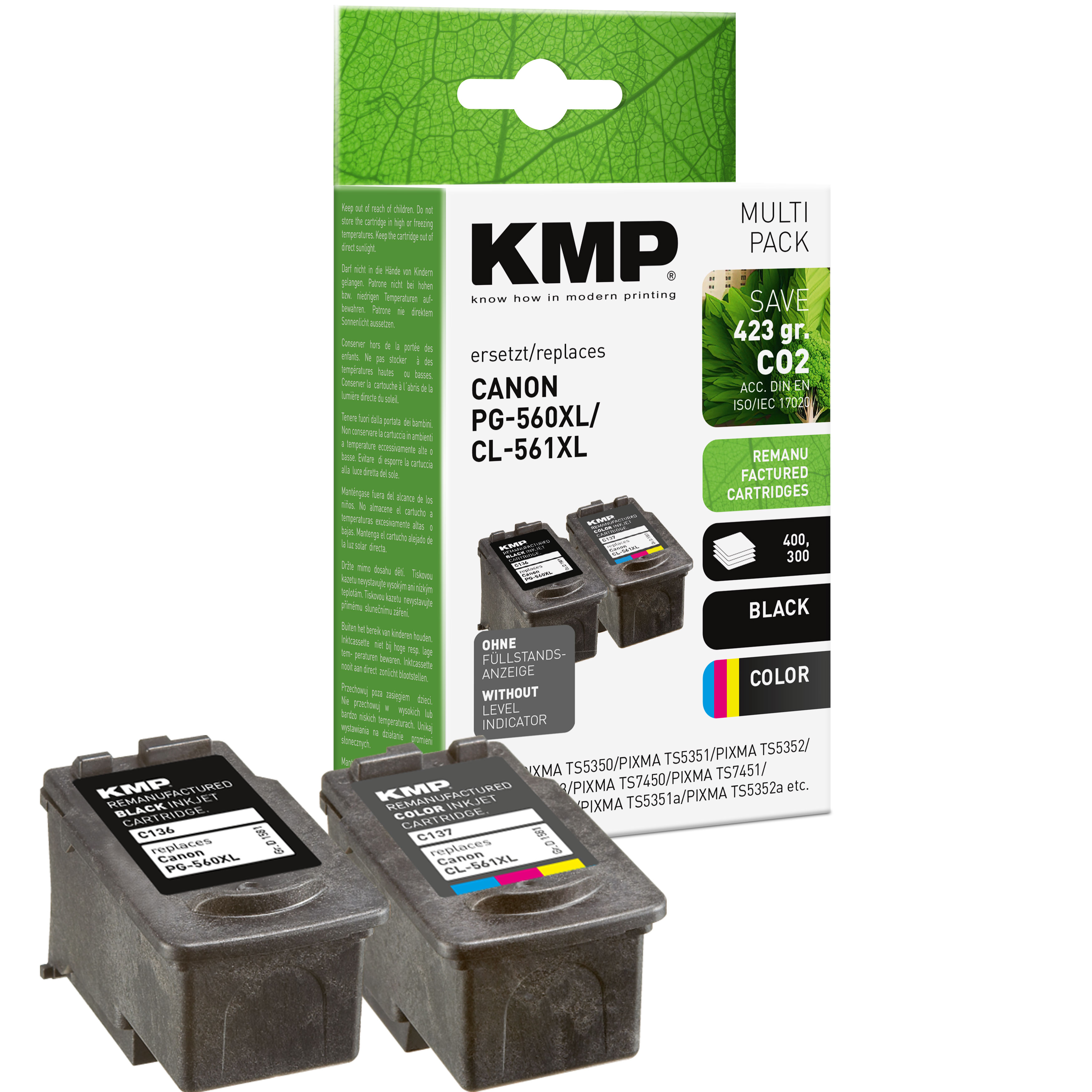 KMP C136V kompatibilní inkoustová kazeta Canon PG-560XL (3712C001) CL-561XL (3730C001), černá