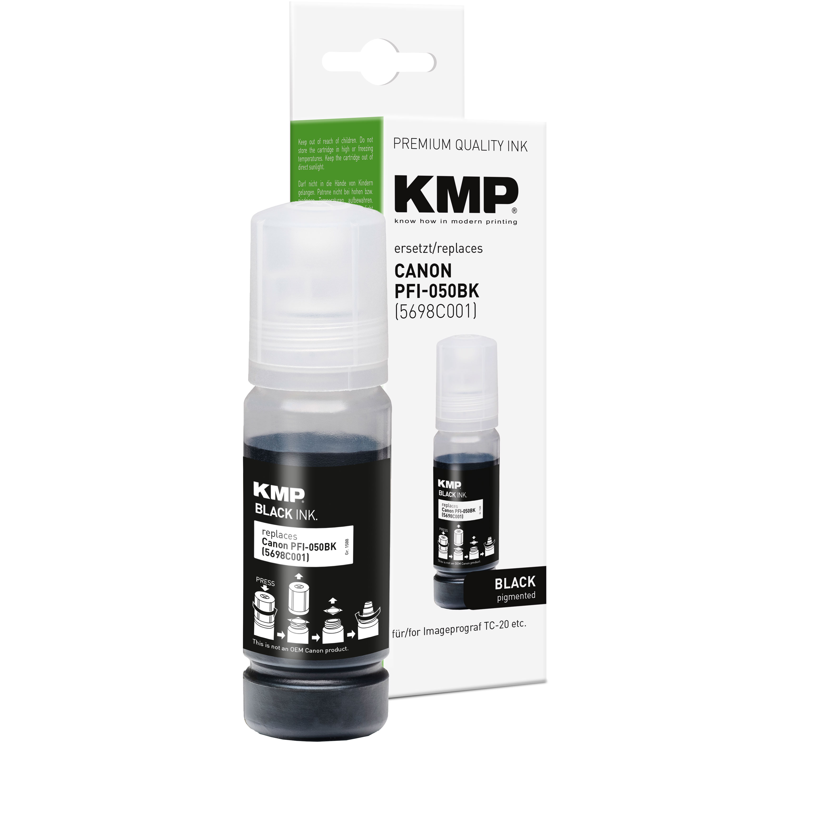KMP C153 kompatibilní inkoustová kazeta Canon PFI-050BK (5698C001), černá