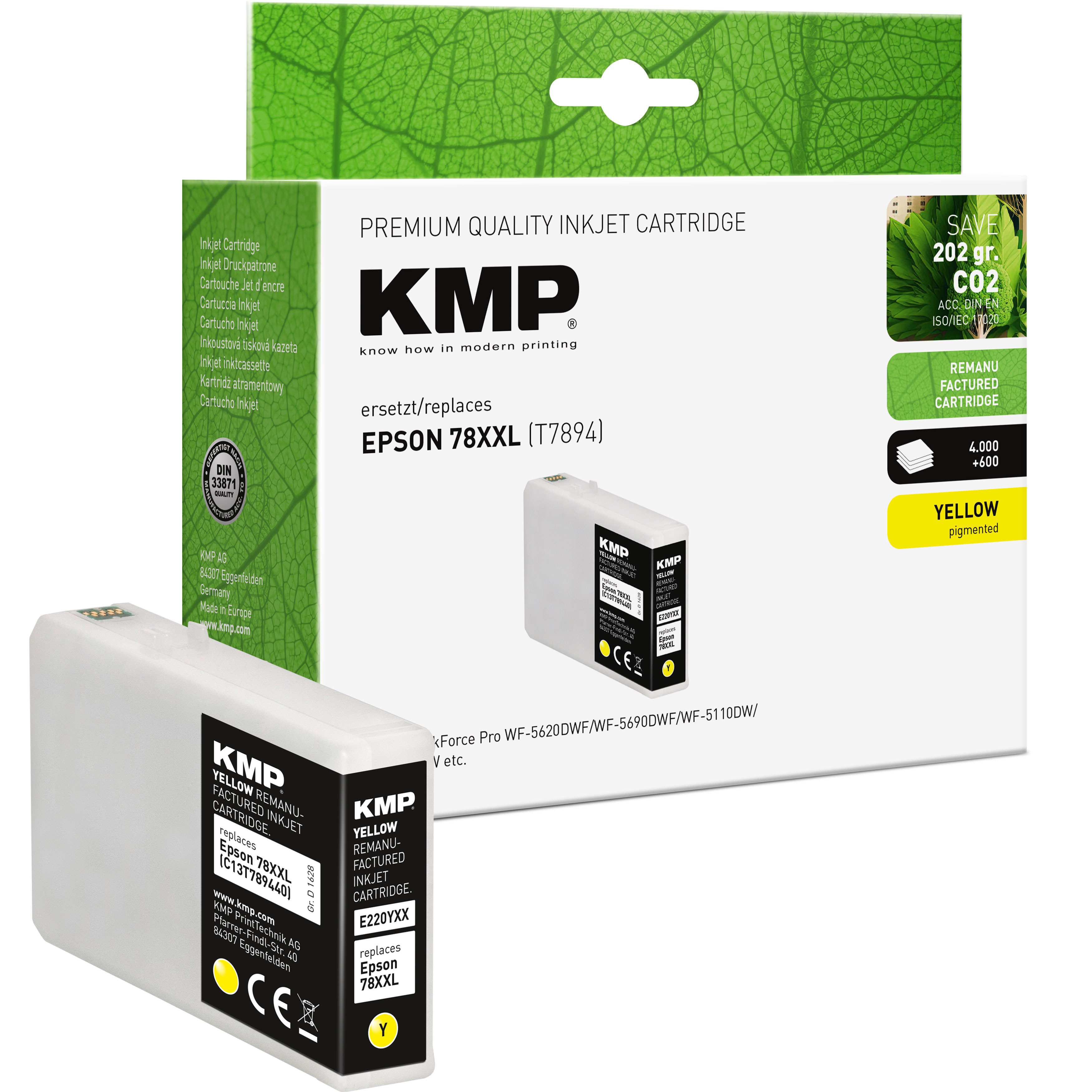 KMP E220YXX kompatibilní inkoustová kazeta Epson 78XXL (T7894), žlutá