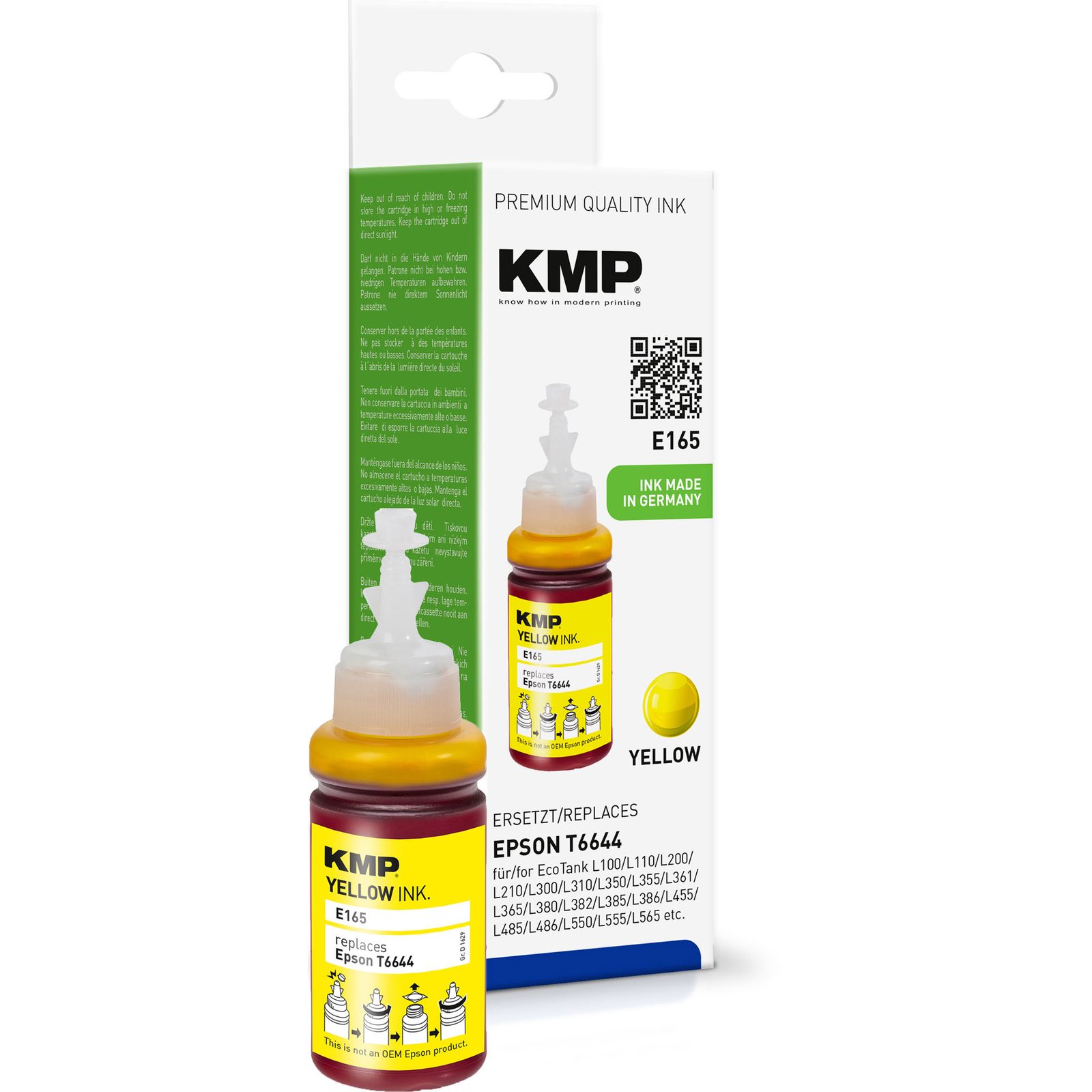 KMP E165 kompatibilní inkoustová kazeta Epson T6644, žlutá