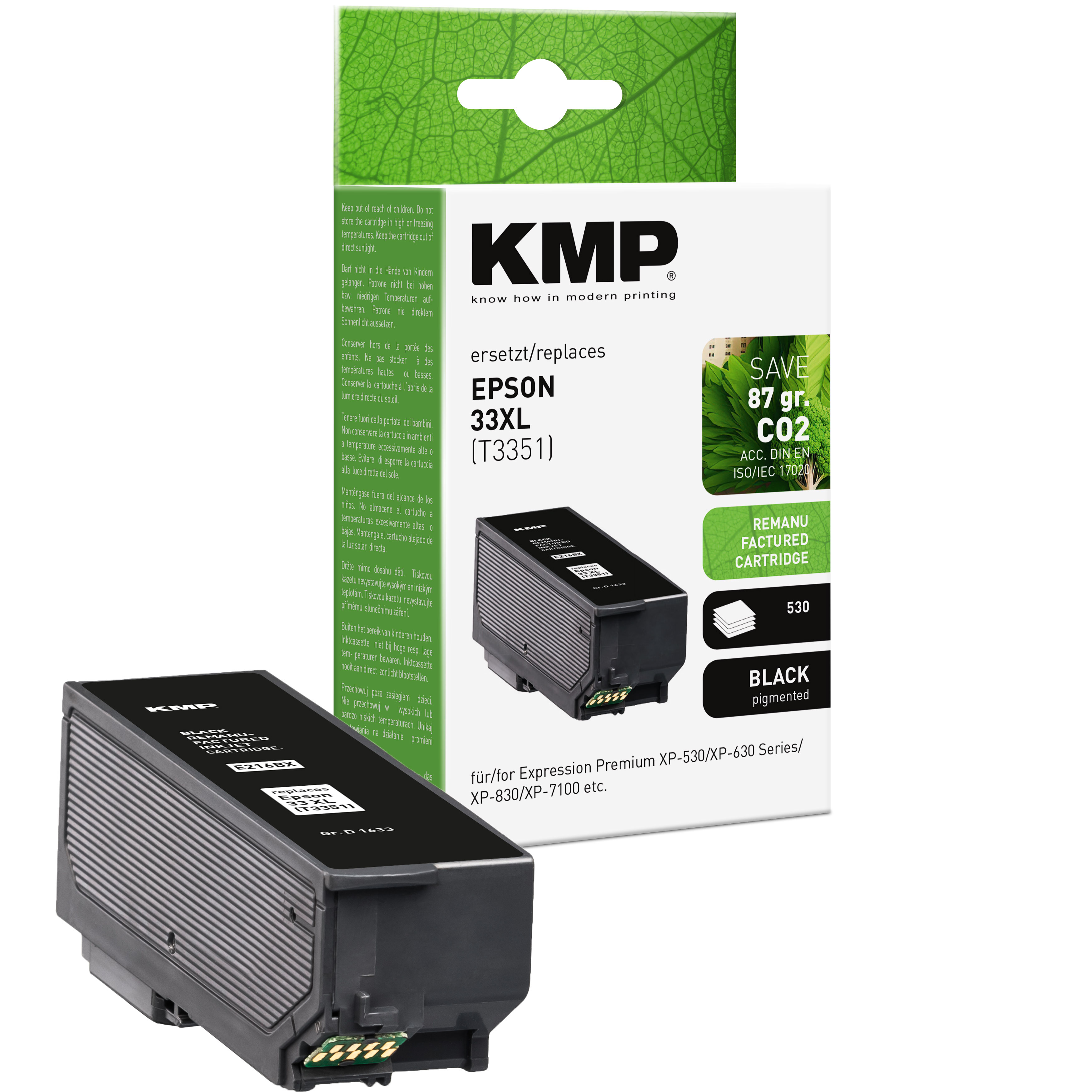 KMP E216BX kompatibilní inkoustová kazeta Epson 33XL(T3351), černá